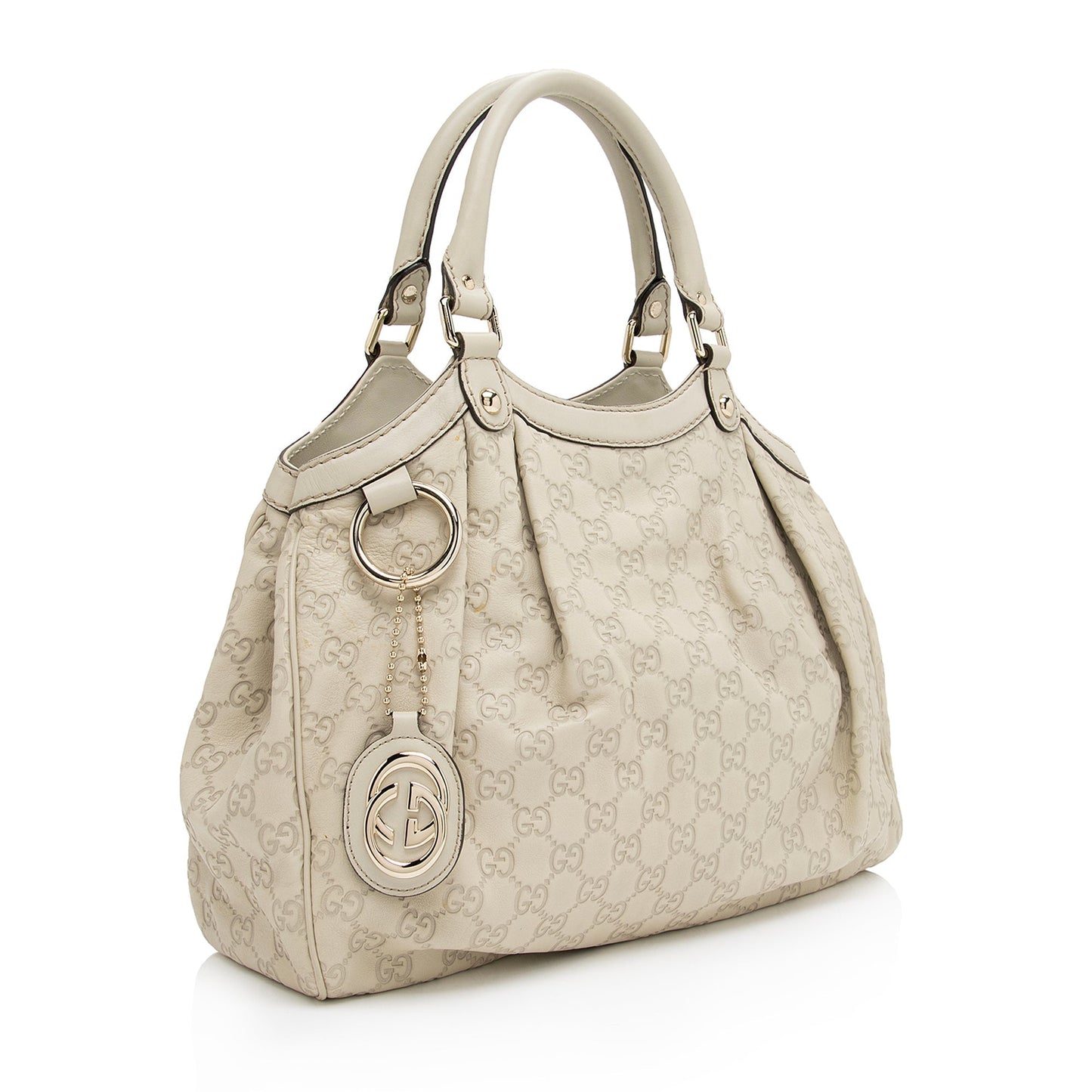 Gucci Guccissima Sukey SHF-BDMJpY Leather White Beige Medium Tote Bag
