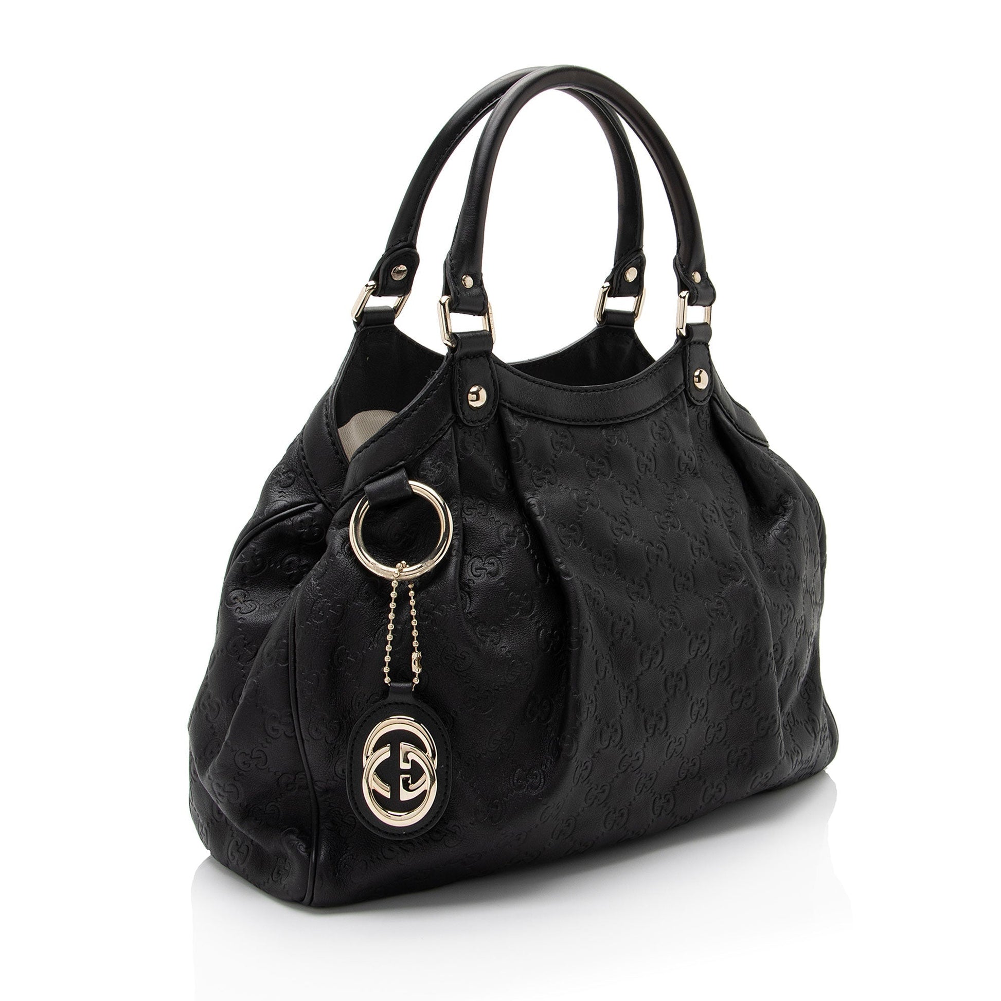 Gucci Guccissima Sukey SHF-G9D42y Leather Black Medium Tote Bag