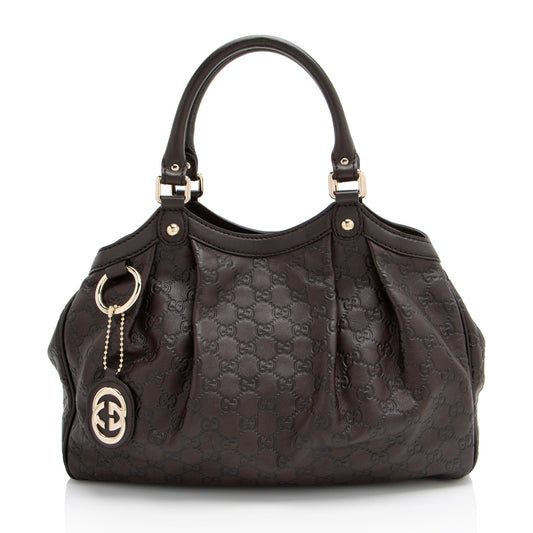 Gucci Guccissima Sukey SHF-IQNDES Leather Brown Medium Tote Bag