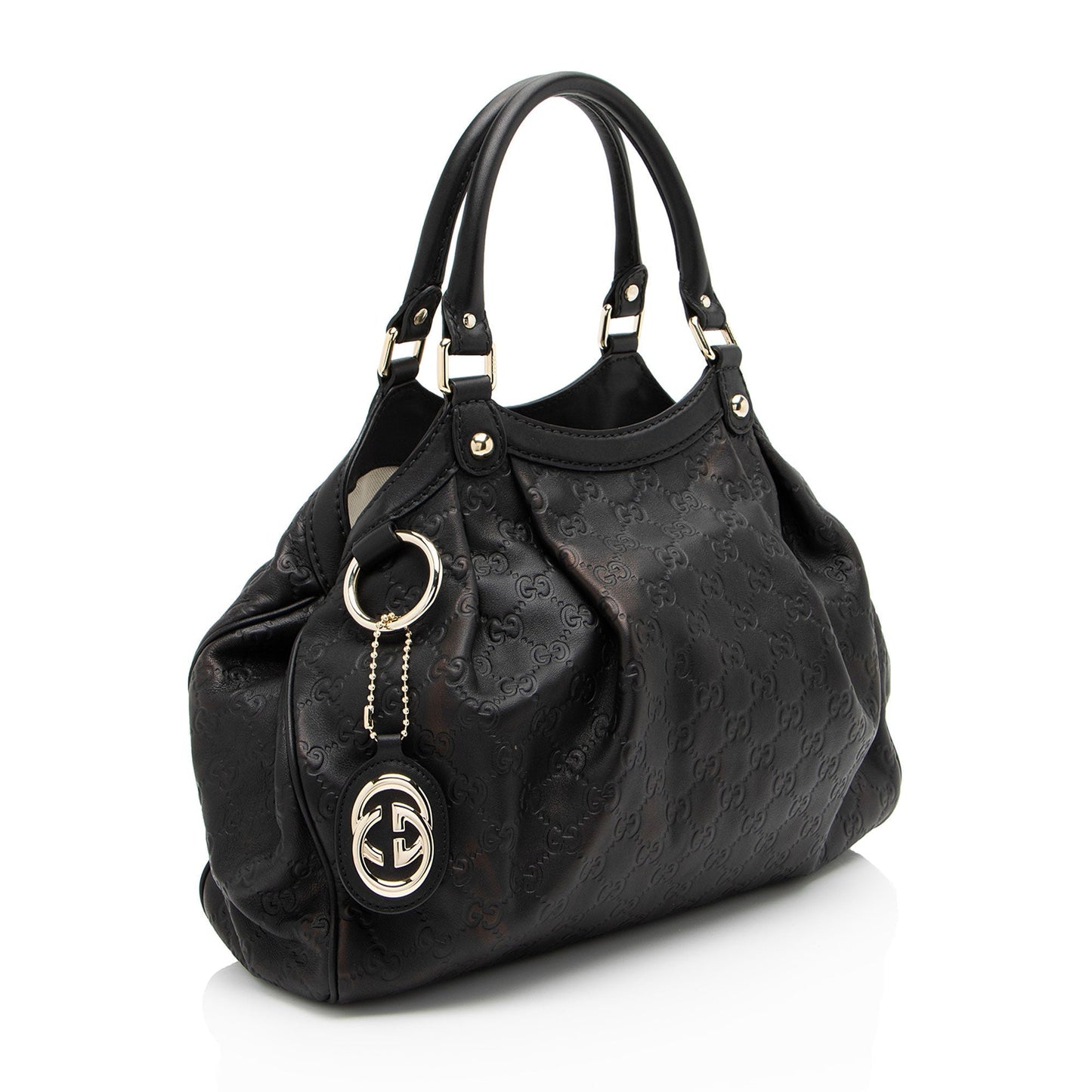 Gucci Guccissima Sukey Leather Black Medium Tote Bag
