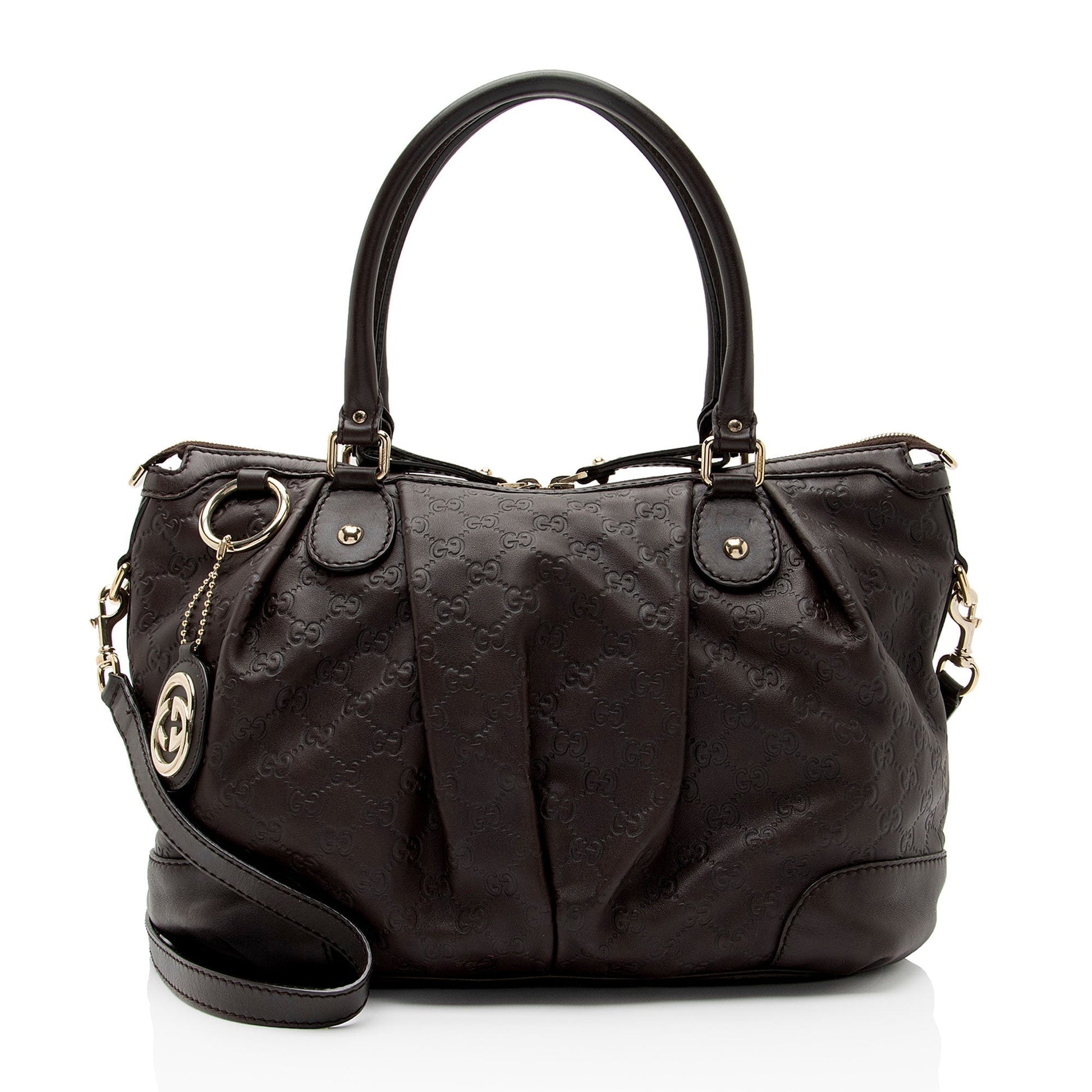 Gucci Guccissima Sukey SHF-lHKBBq Leather Brown Large Satchel Bag