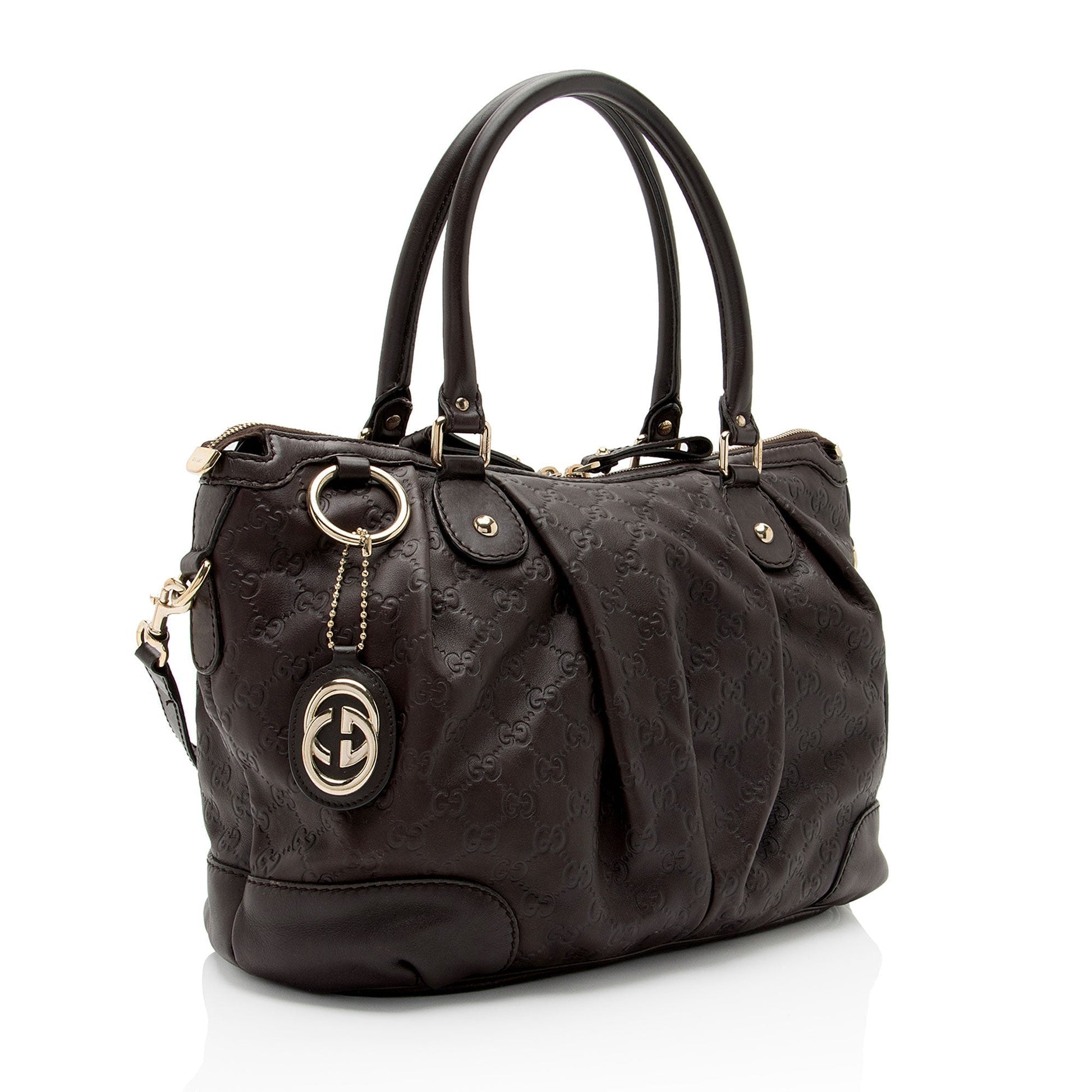 Gucci Guccissima Sukey SHF-lHKBBq Leather Brown Large Satchel Bag