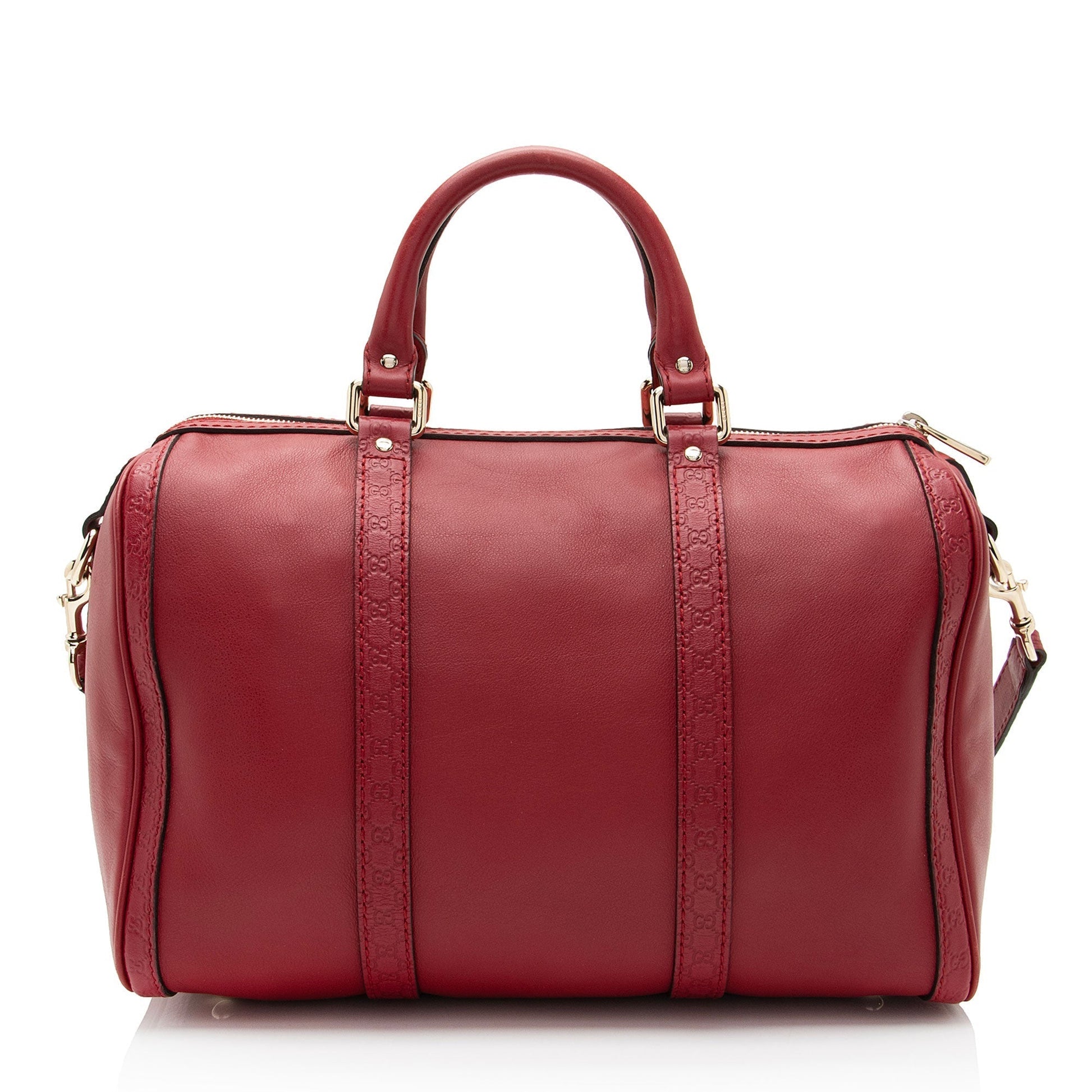 Gucci Guccissima Trim Joy Boston Leather Red Satchel Bag