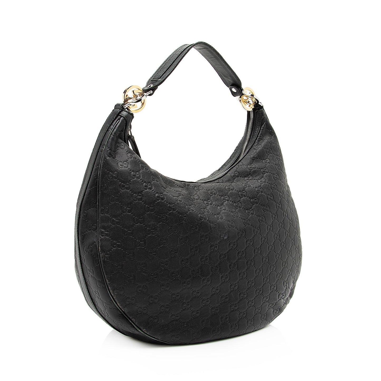 Gucci Guccissima Twins SHF Leather Black Medium Shoulder Bag