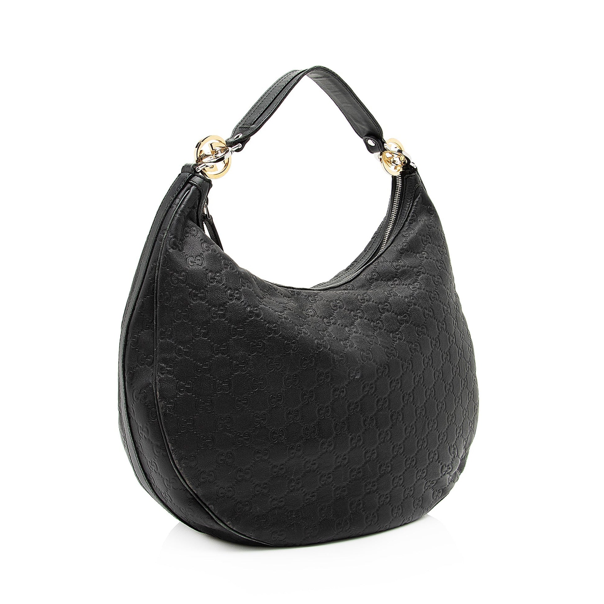 Gucci Guccissima Twins SHF Leather Black Medium Shoulder Bag