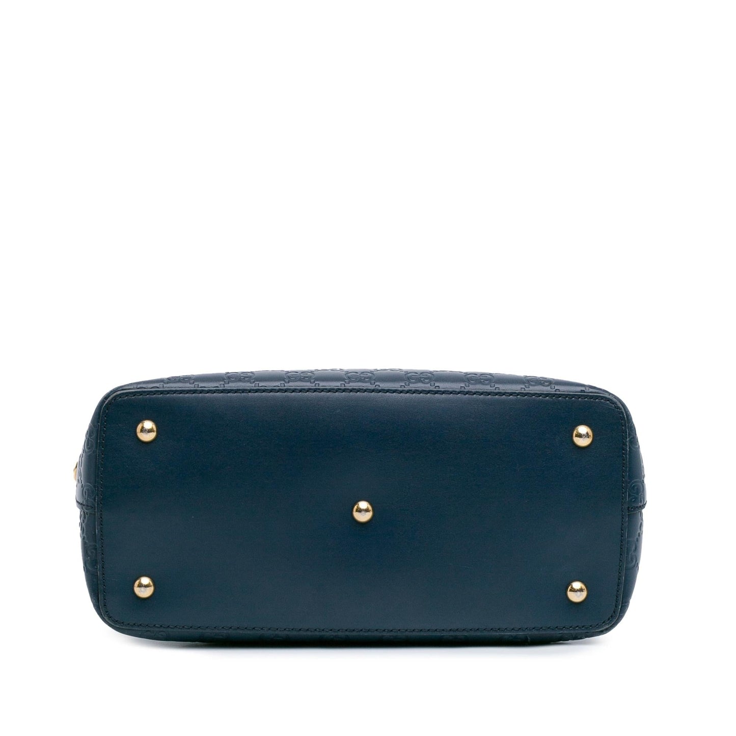 Gucci Guccissima Linea A Fold Over Calf Blue Satchel Bag