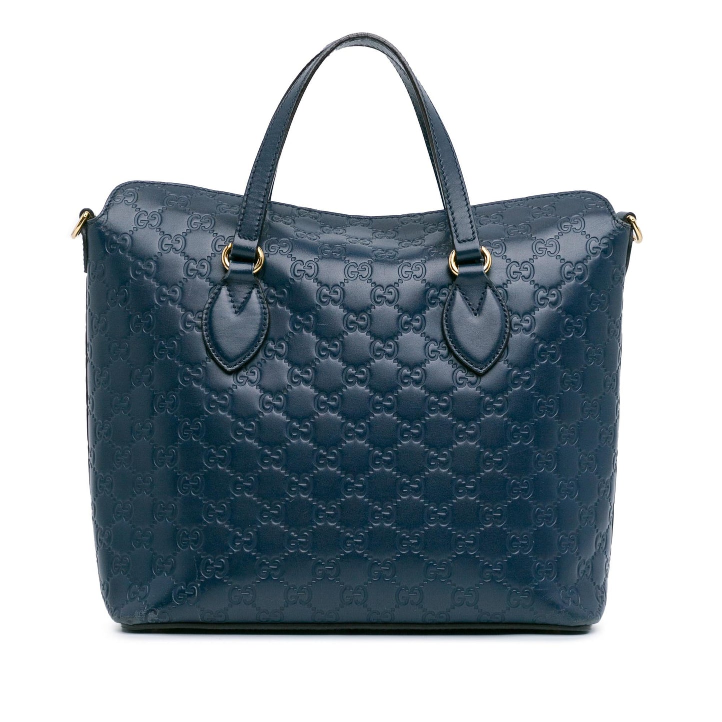 Gucci Guccissima Linea A Fold Over Calf Blue Satchel Bag