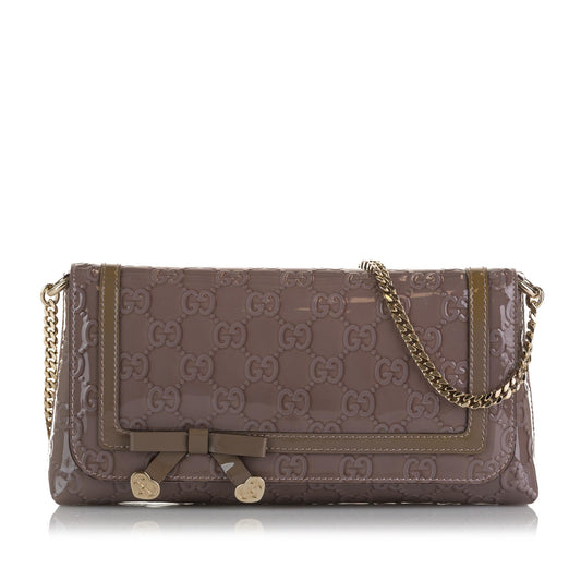 Gucci Guccissima Mayfair SHG-VFLAqr Leather Patent Brown Shoulder Bag