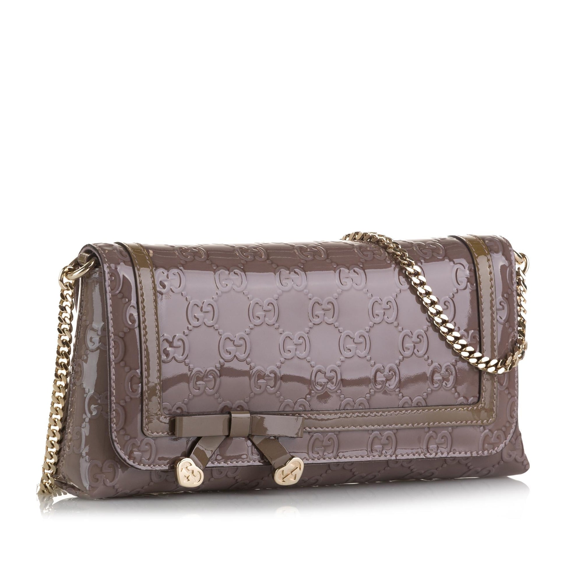 Gucci Guccissima Mayfair SHG-VFLAqr Leather Patent Brown Shoulder Bag