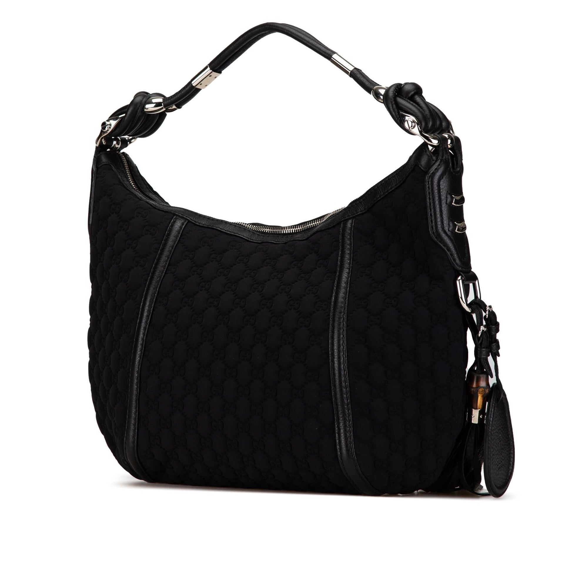 Gucci Guccissima Neoprene Techno Horsebit Canvas Calf Black Shoulder Bag