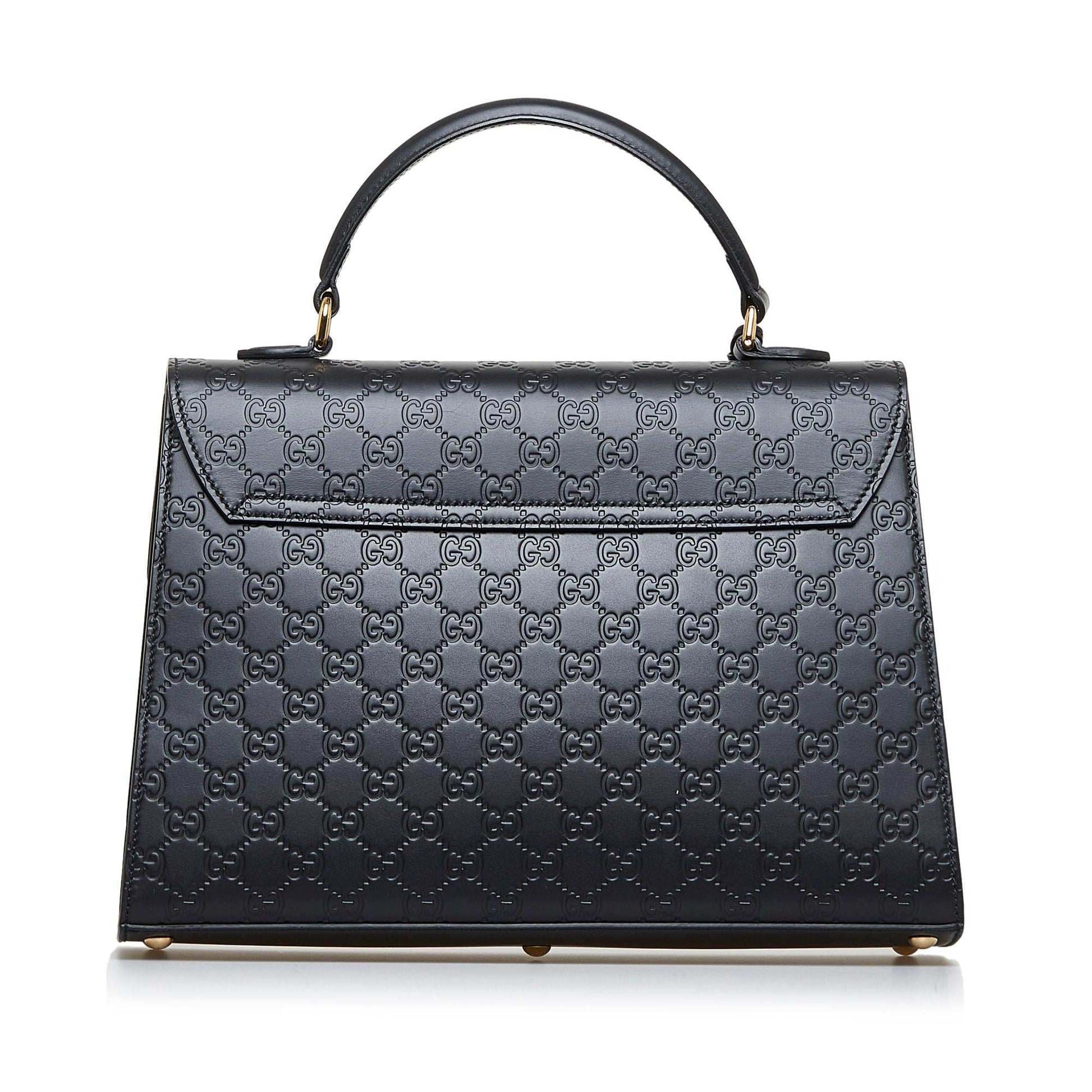 Gucci Guccissima Padlock SHG-xf6TXf Calf Black Satchel Bag