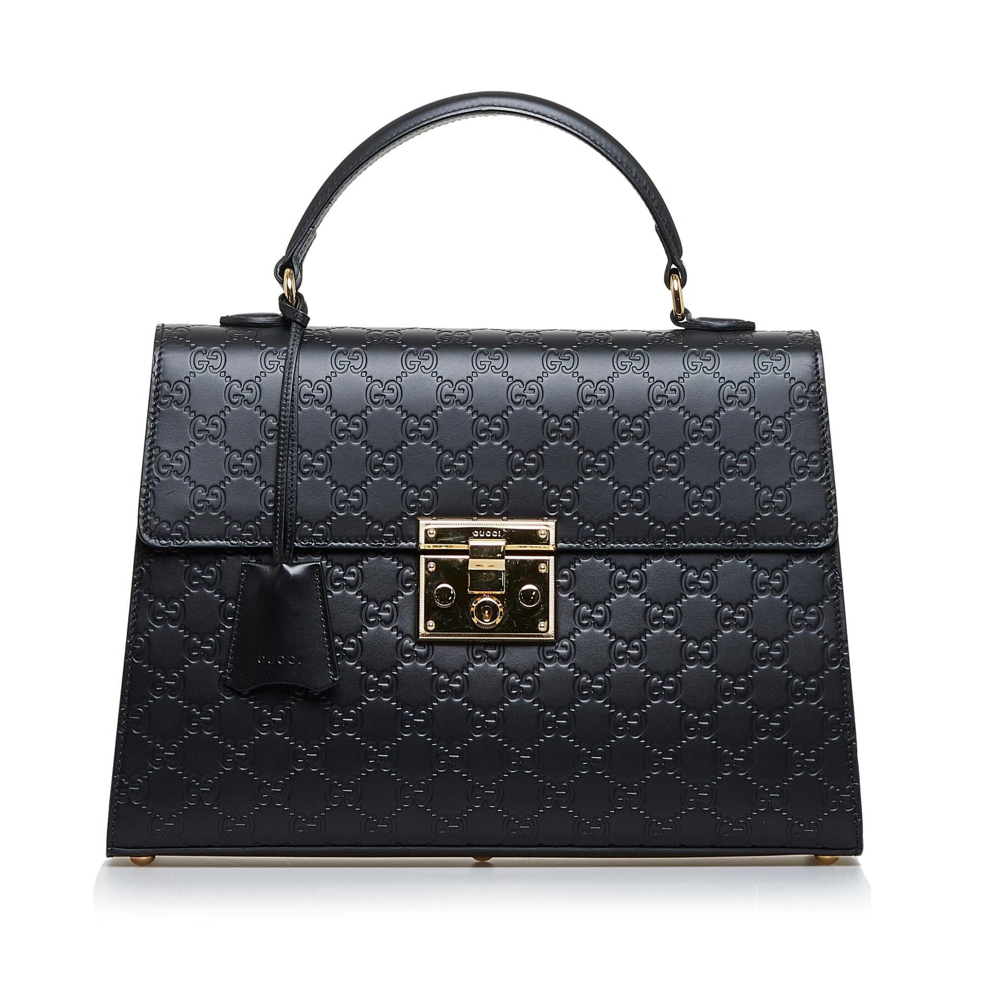 Gucci Guccissima Padlock SHG-xf6TXf Calf Black Satchel Bag