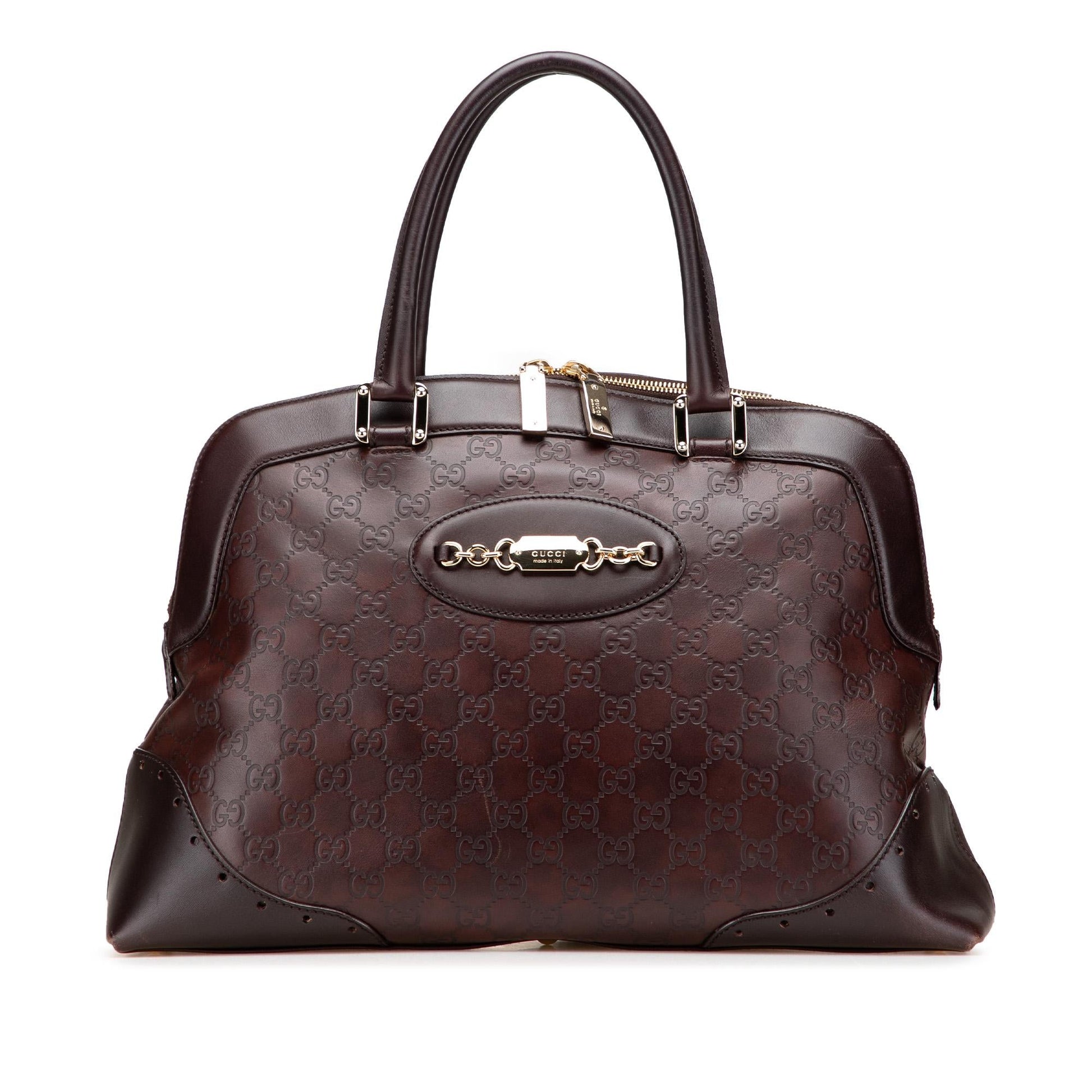 Gucci Guccissima Punch Calf Brown Satchel Bag