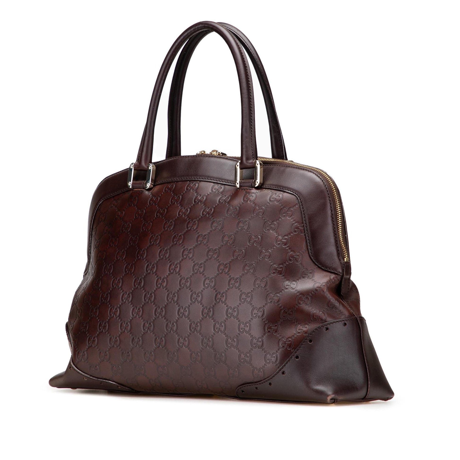 Gucci Guccissima Punch Calf Brown Satchel Bag