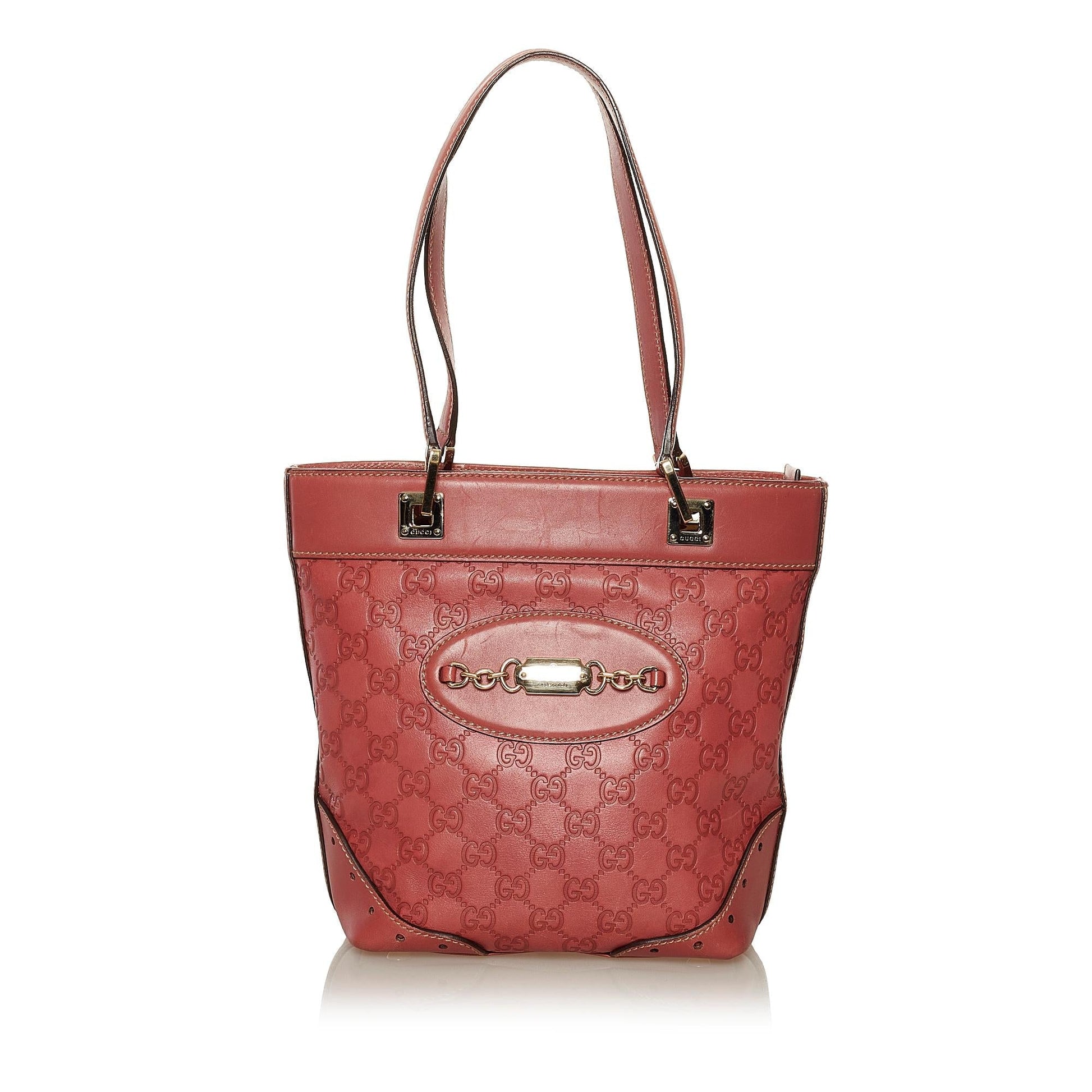Gucci Guccissima Punch SHG Leather Red Tote Bag