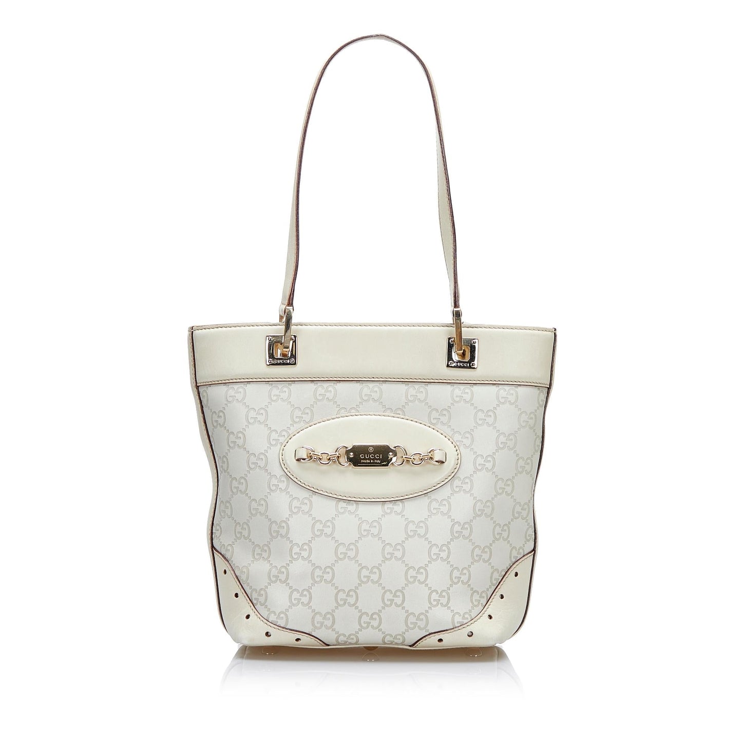 Gucci Guccissima Punch SHG-bkpt2y Calf White Tote Bag