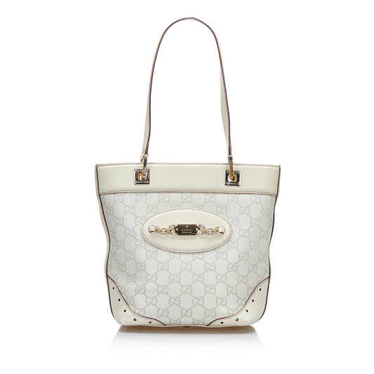 Gucci Guccissima Punch SHG-bkpt2y Calf White Tote Bag