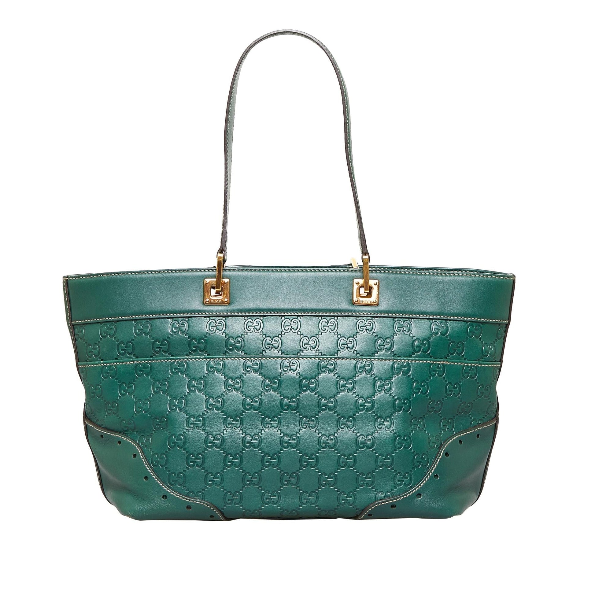 Gucci Guccissima Punch SHG-6IJMIV Calf Green Tote Bag