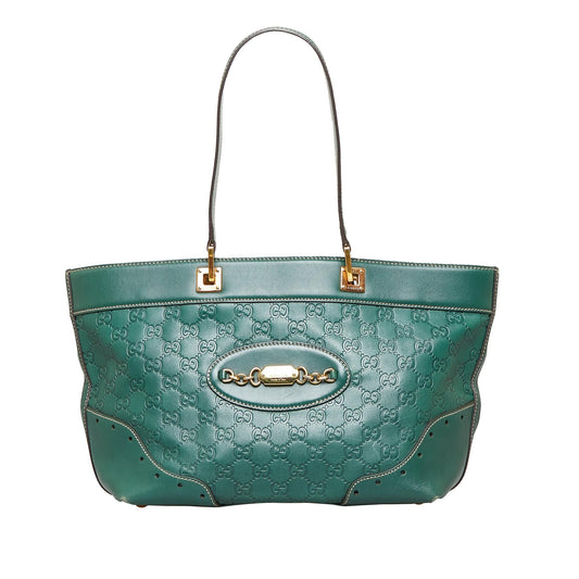 Gucci Guccissima Punch SHG-6IJMIV Calf Green Tote Bag