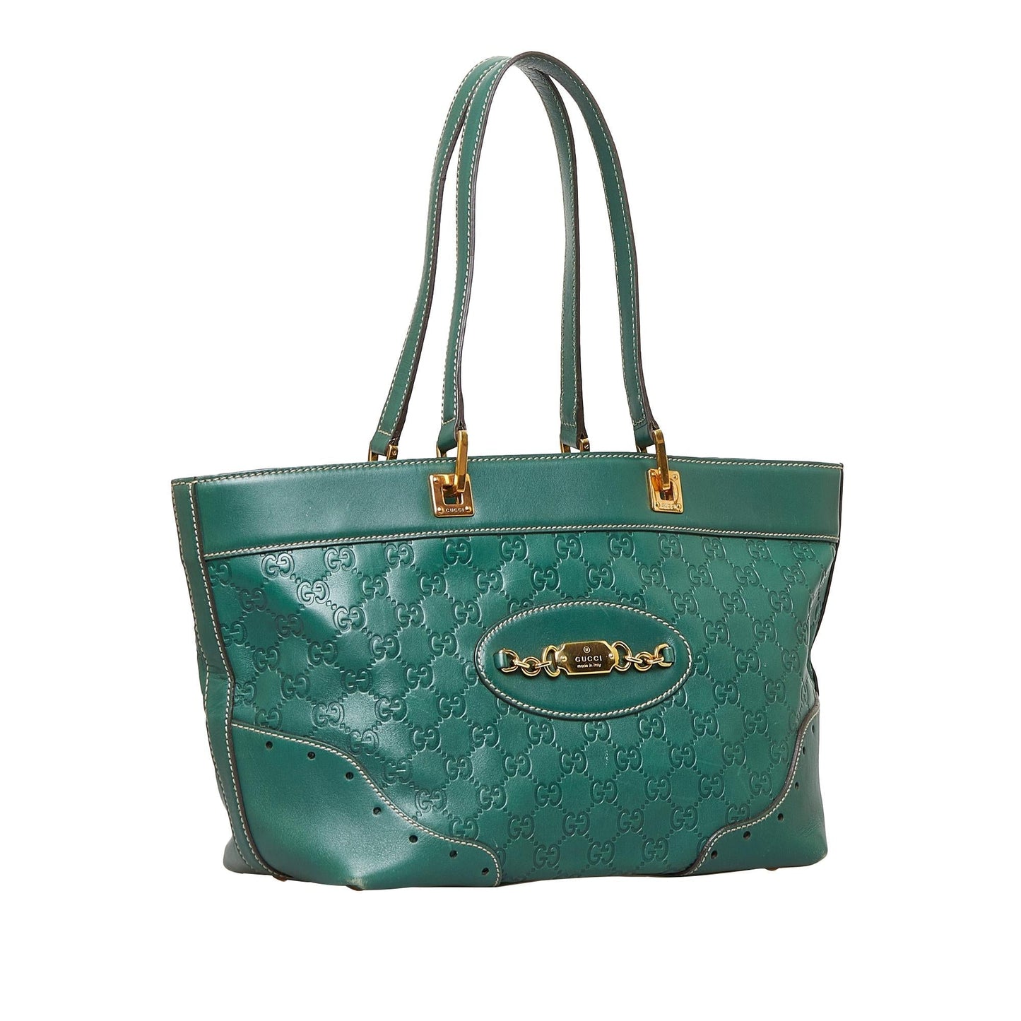 Gucci Guccissima Punch SHG-6IJMIV Calf Green Tote Bag