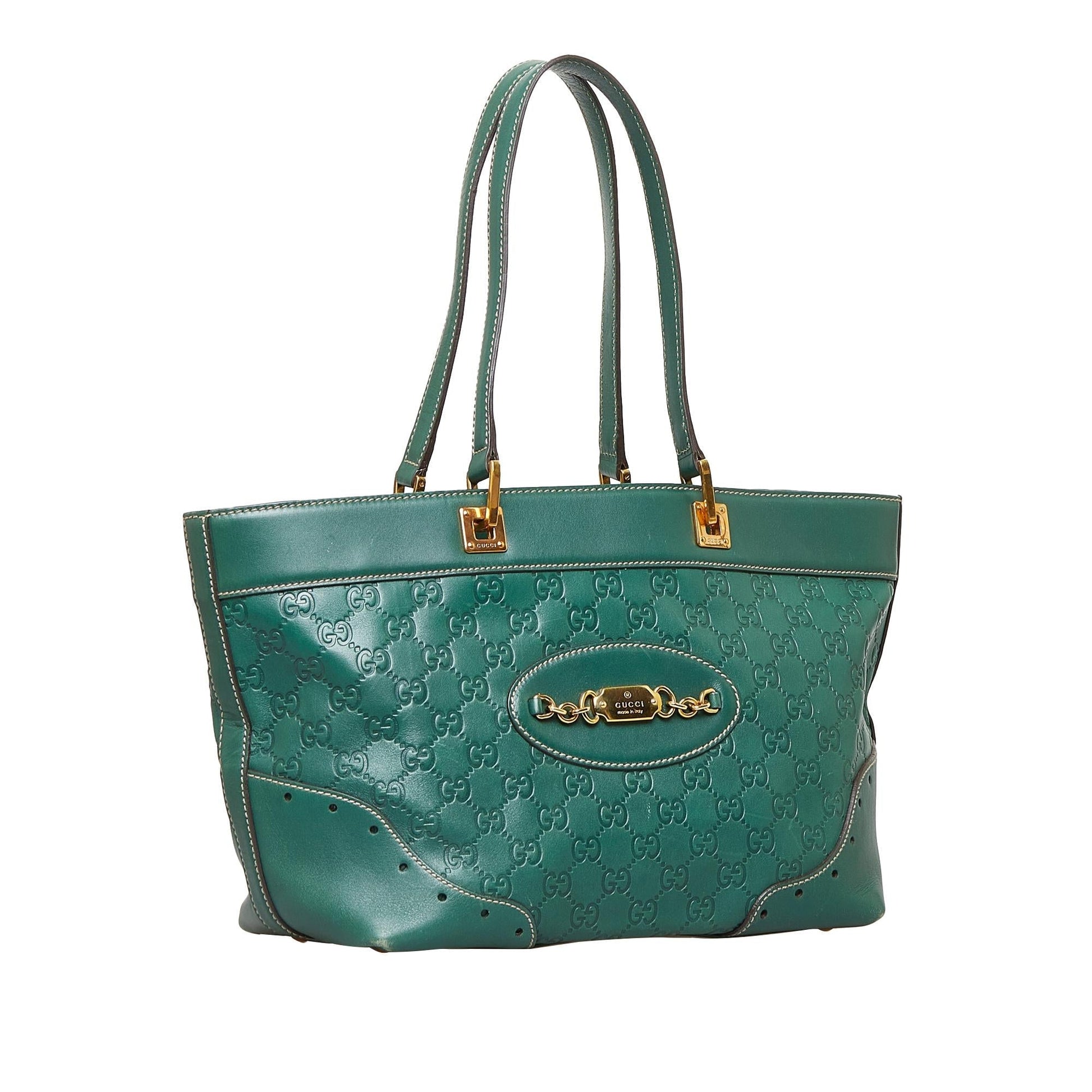 Gucci Guccissima Punch SHG-6IJMIV Calf Green Tote Bag