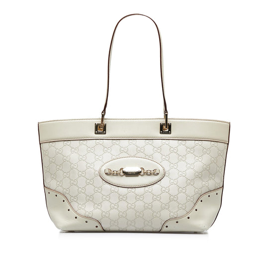 Gucci Guccissima Punch SHG-xcqdTa Calf White Tote Bag