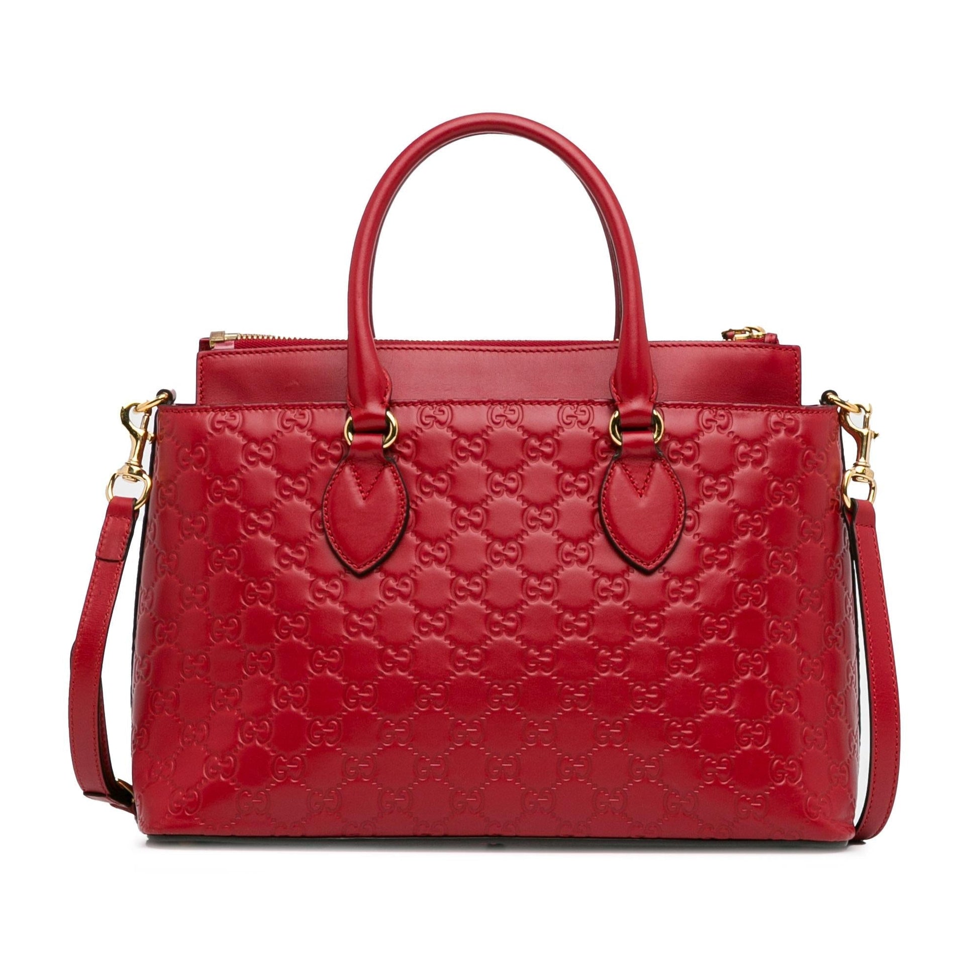 Gucci Guccissima SHG-PRlNxw Calf Red Satchel Bag