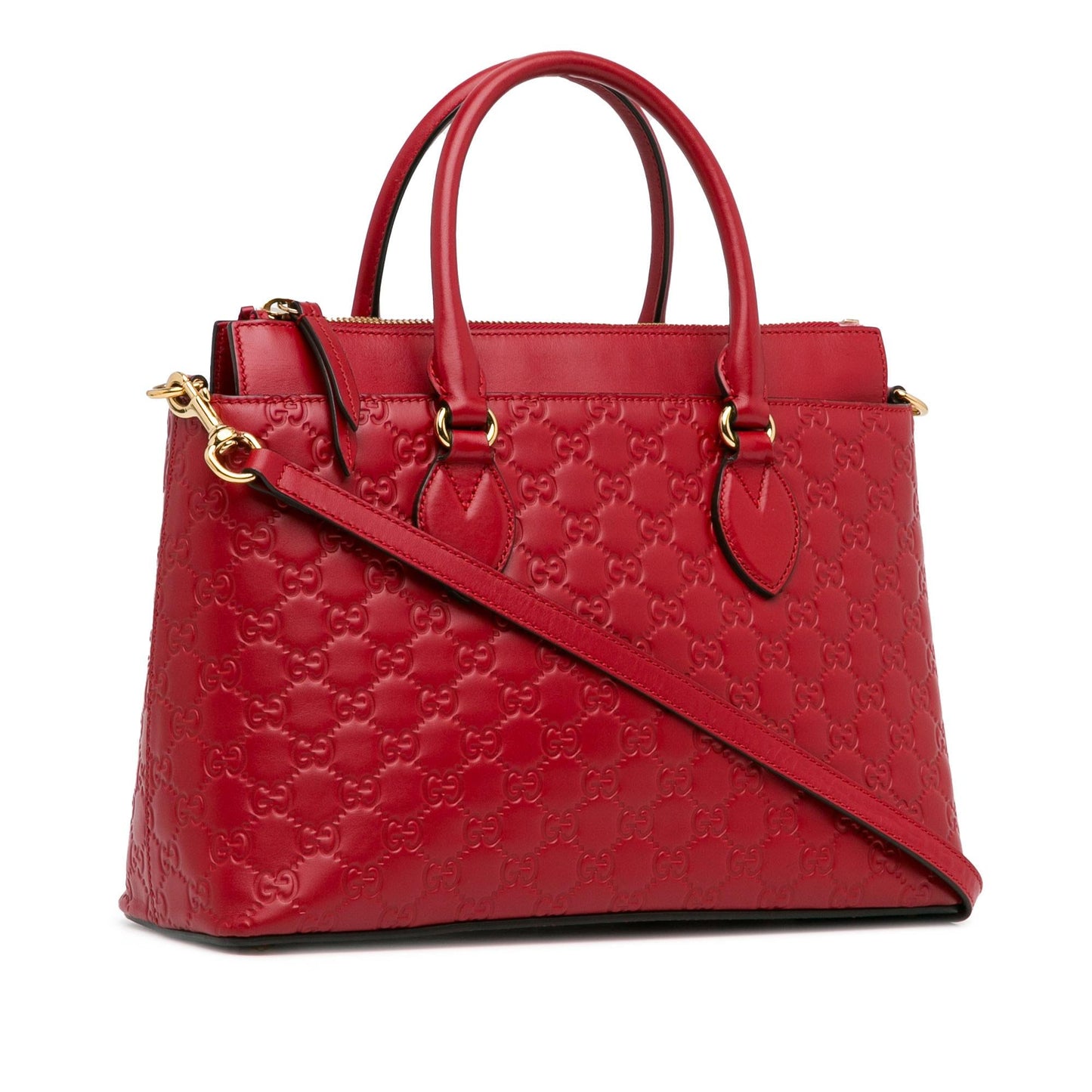 Gucci Guccissima SHG-PRlNxw Calf Red Satchel Bag