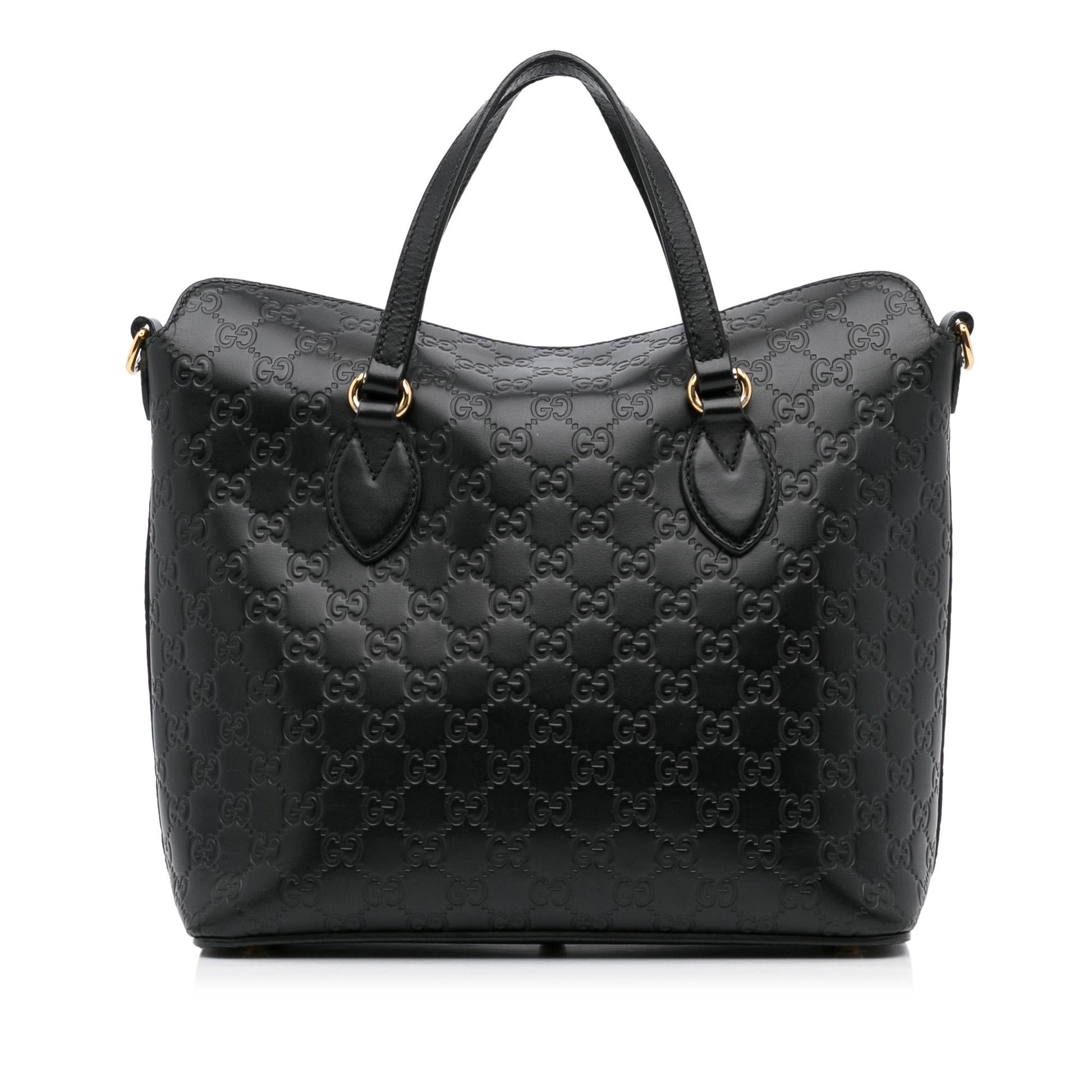 Gucci Guccissima Signature Linea A Foldover Calf Black Satchel Bag