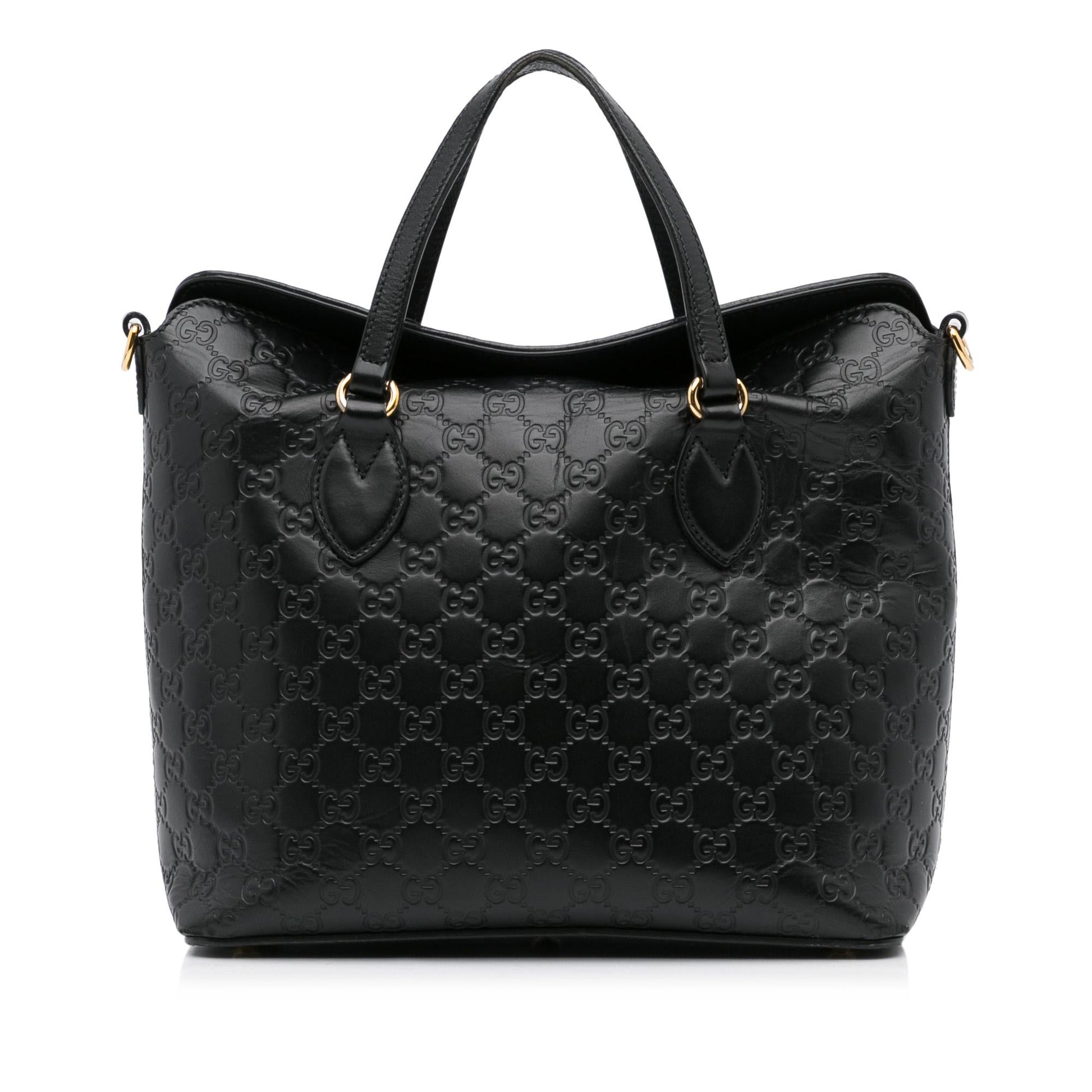Gucci Guccissima Signature Linea A Foldover Calf Black Satchel Bag