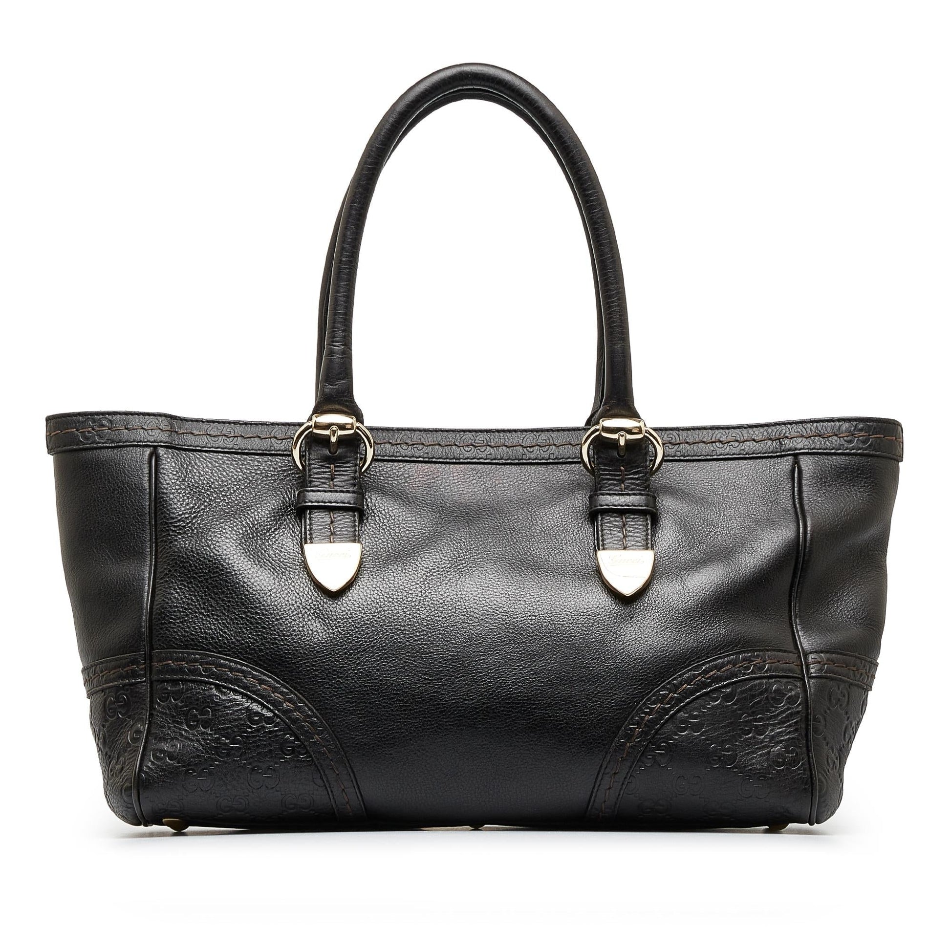 Gucci Guccissima Signoria SHG-MKjqLR Calf Black Tote Bag