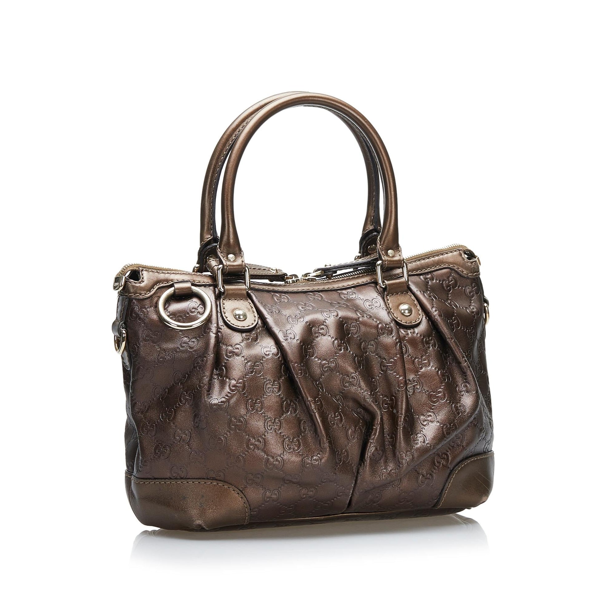 Gucci Guccissima Sukey SHG Calf Brown Satchel Bag Handbag Shg