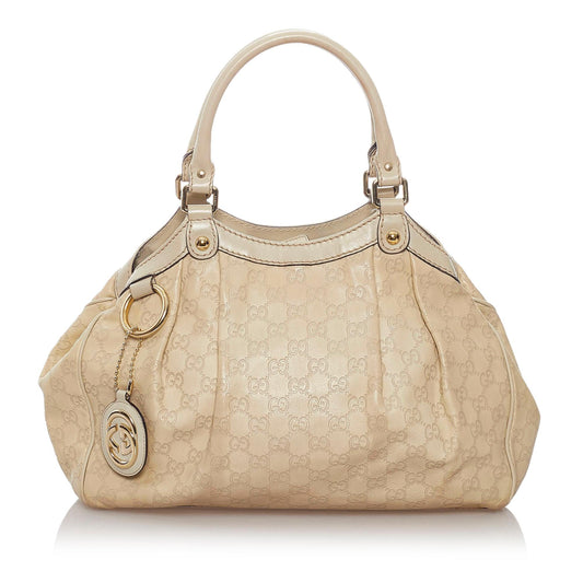 Gucci Guccissima Sukey SHG Calf White Tote Bag
