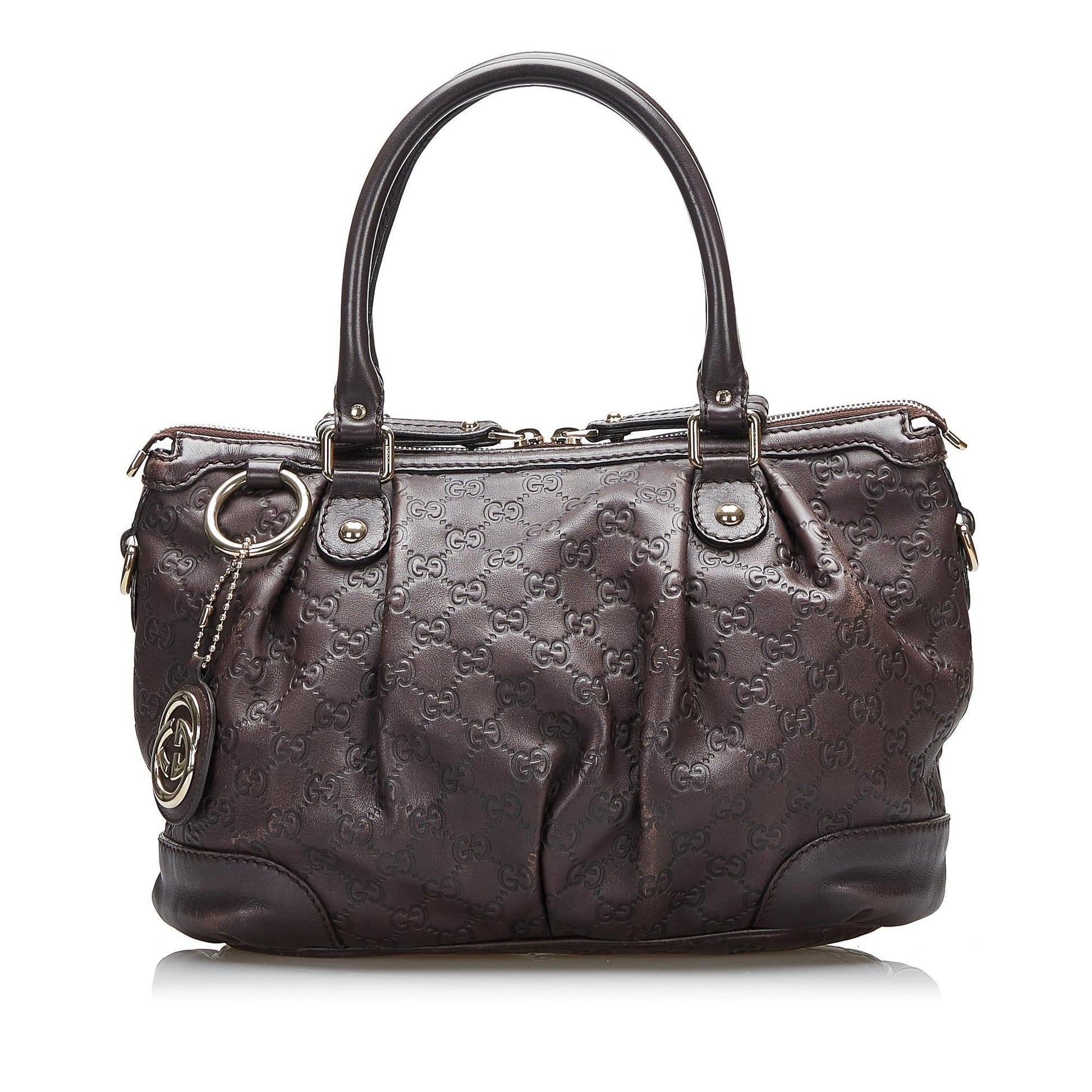 Gucci Guccissima Sukey SHG-afh6ZV Calf Brown Satchel Bag