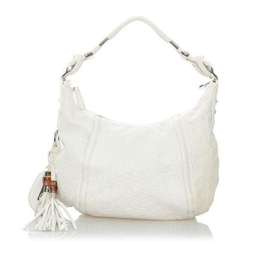 Gucci Guccissima Techno Horsebit SHG Calf White Shoulder Bag