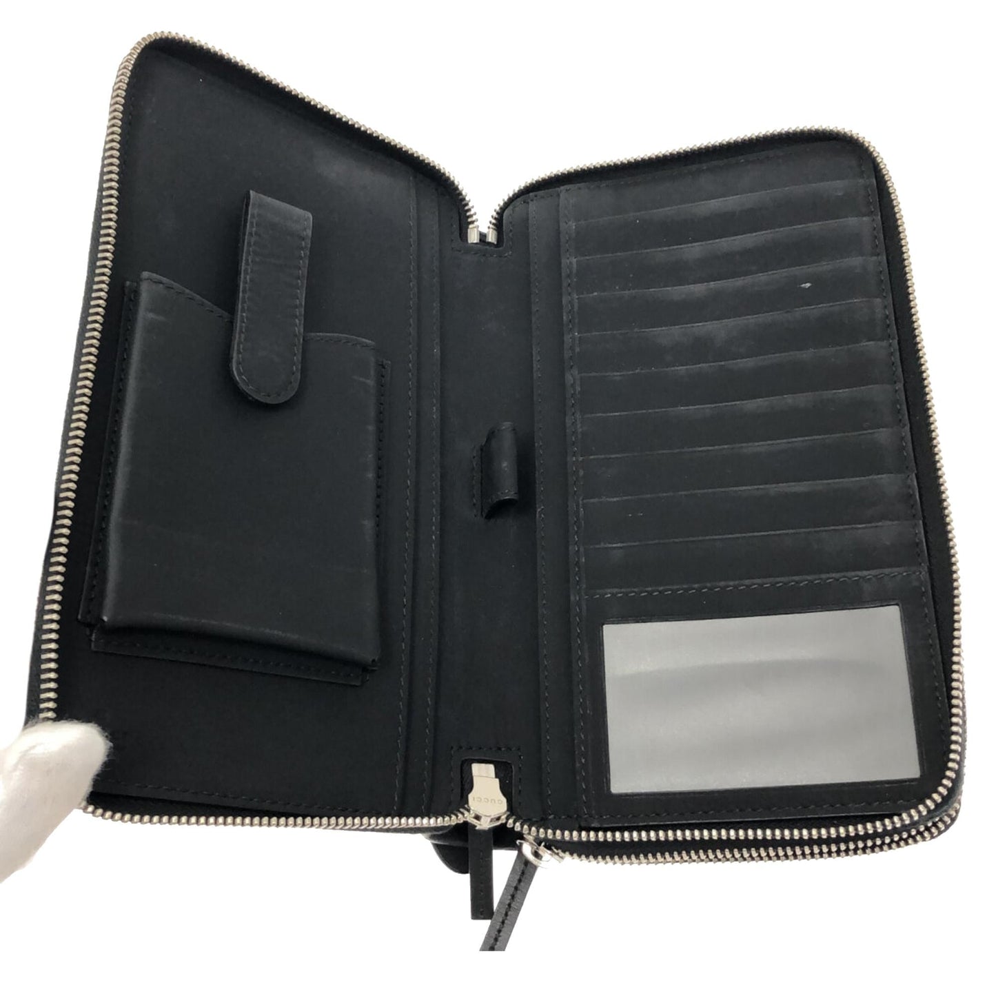 Gucci Guccissima Document Case SHG-OBqxCQ Leather Calf Black Small Travel Bag