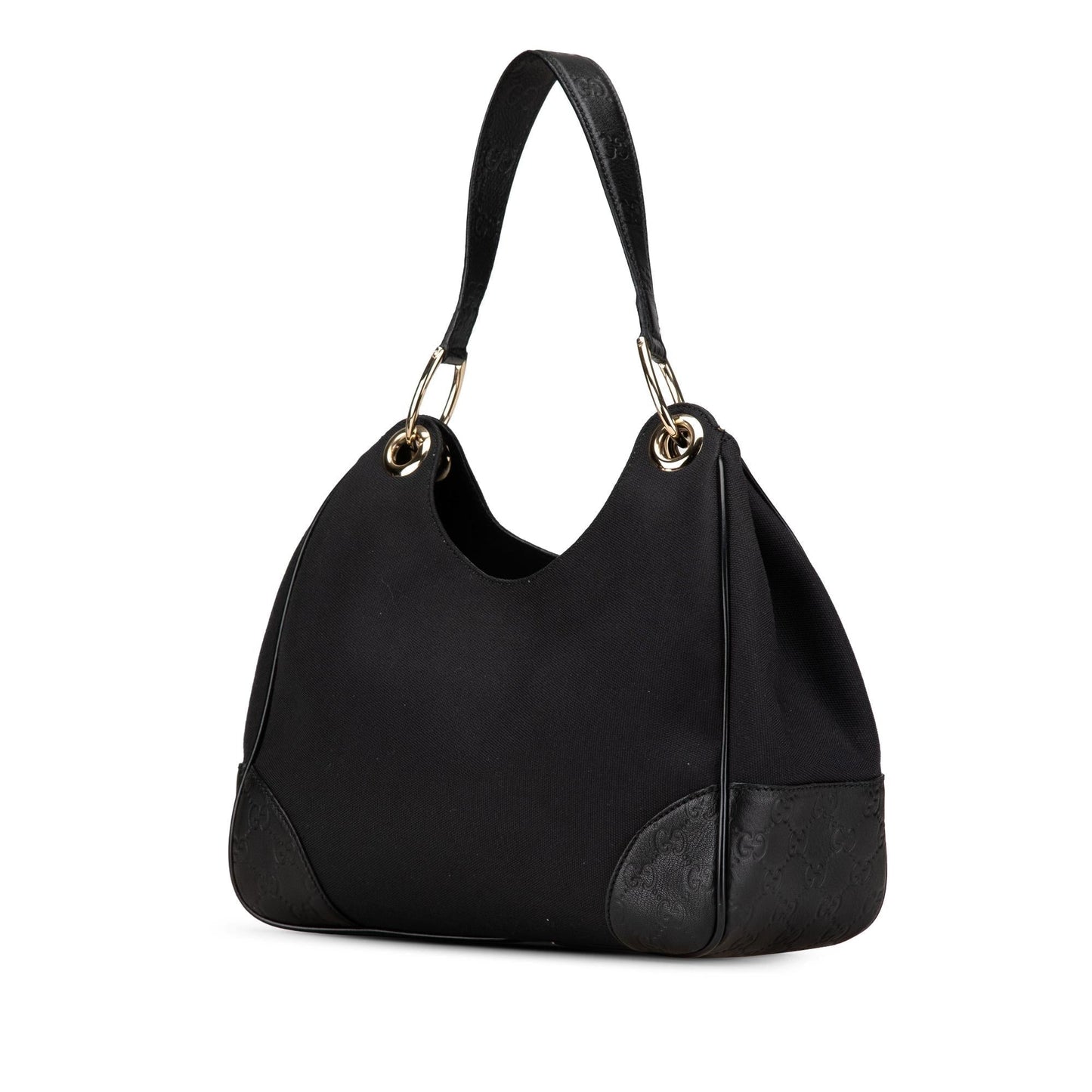 Gucci Guccissima Trimmed Colbert Canvas Calf Black Shoulder Bag