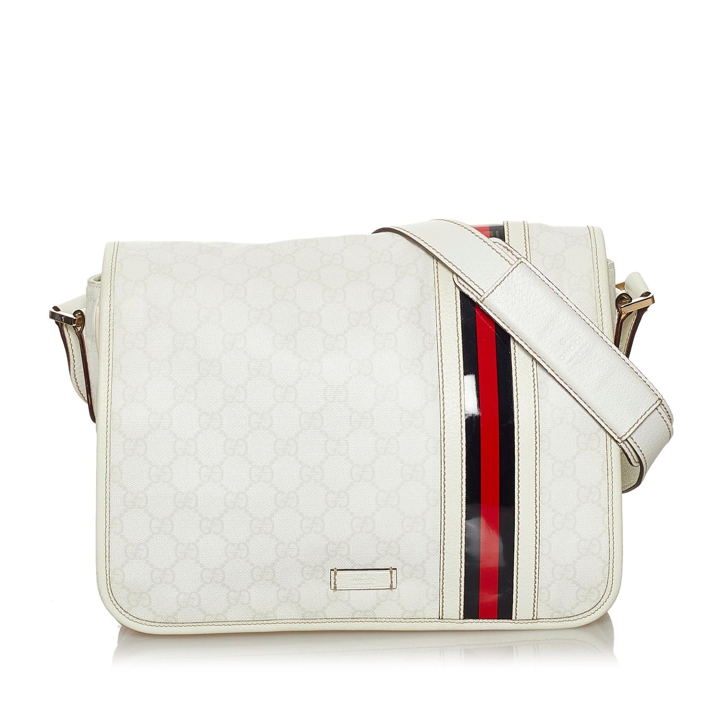 Gucci Guccissima Web SHG Calf White Crossbody Bag