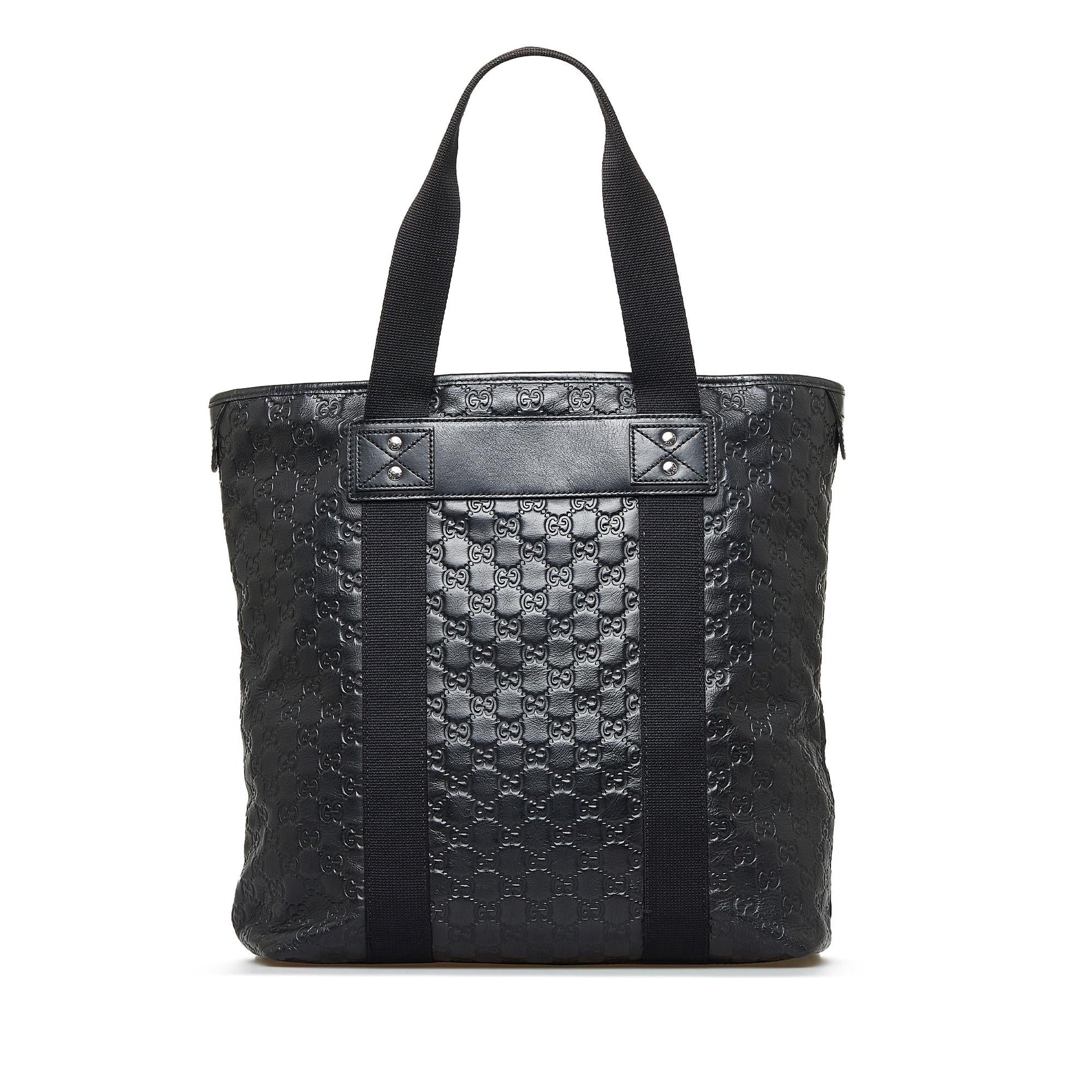 Gucci Guccissima Web SHG-P5yga2 Calf Black Tote Bag