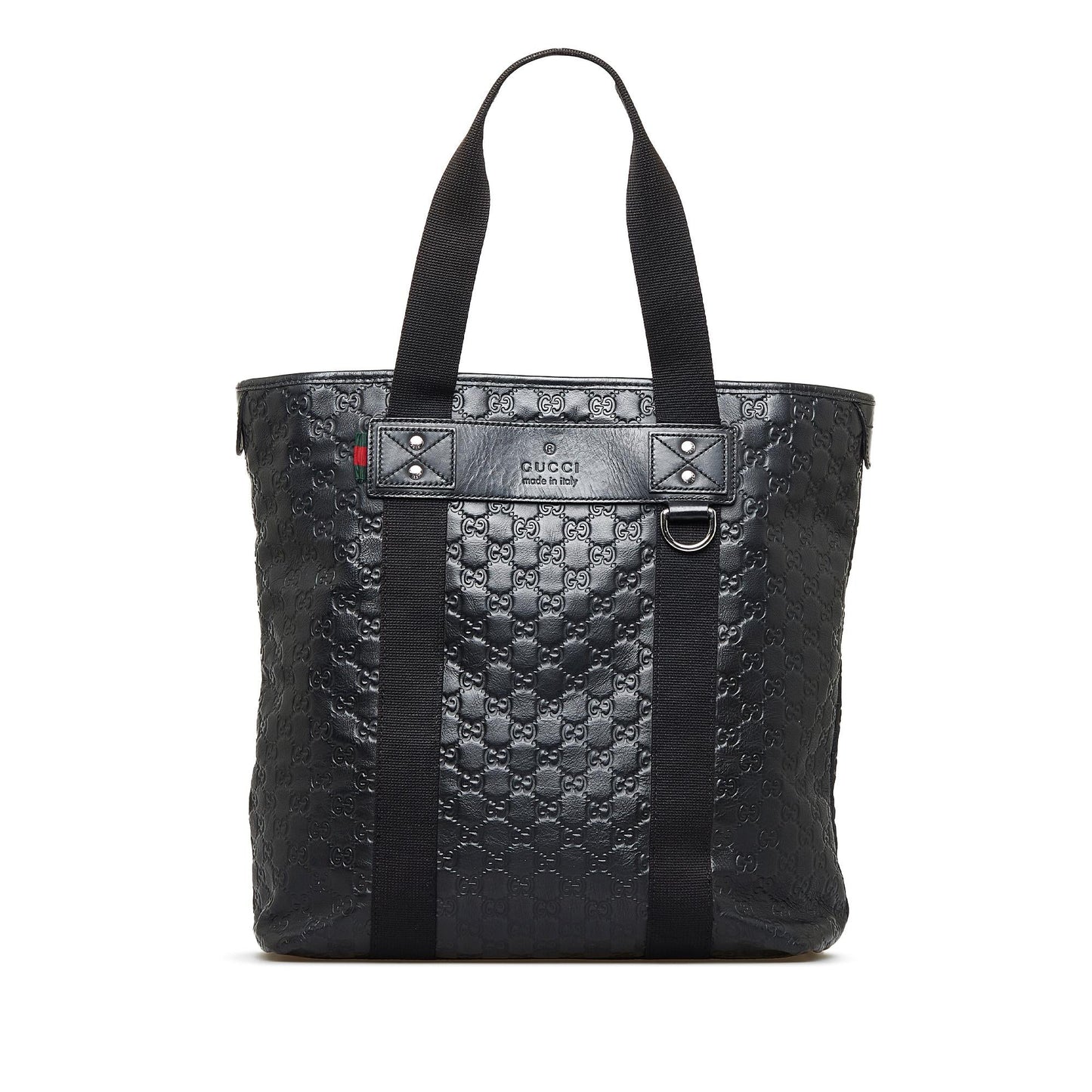 Gucci Guccissima Web SHG-P5yga2 Calf Black Tote Bag