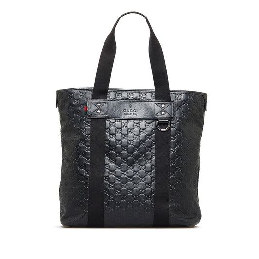 Gucci Guccissima Web SHG-P5yga2 Calf Black Tote Bag