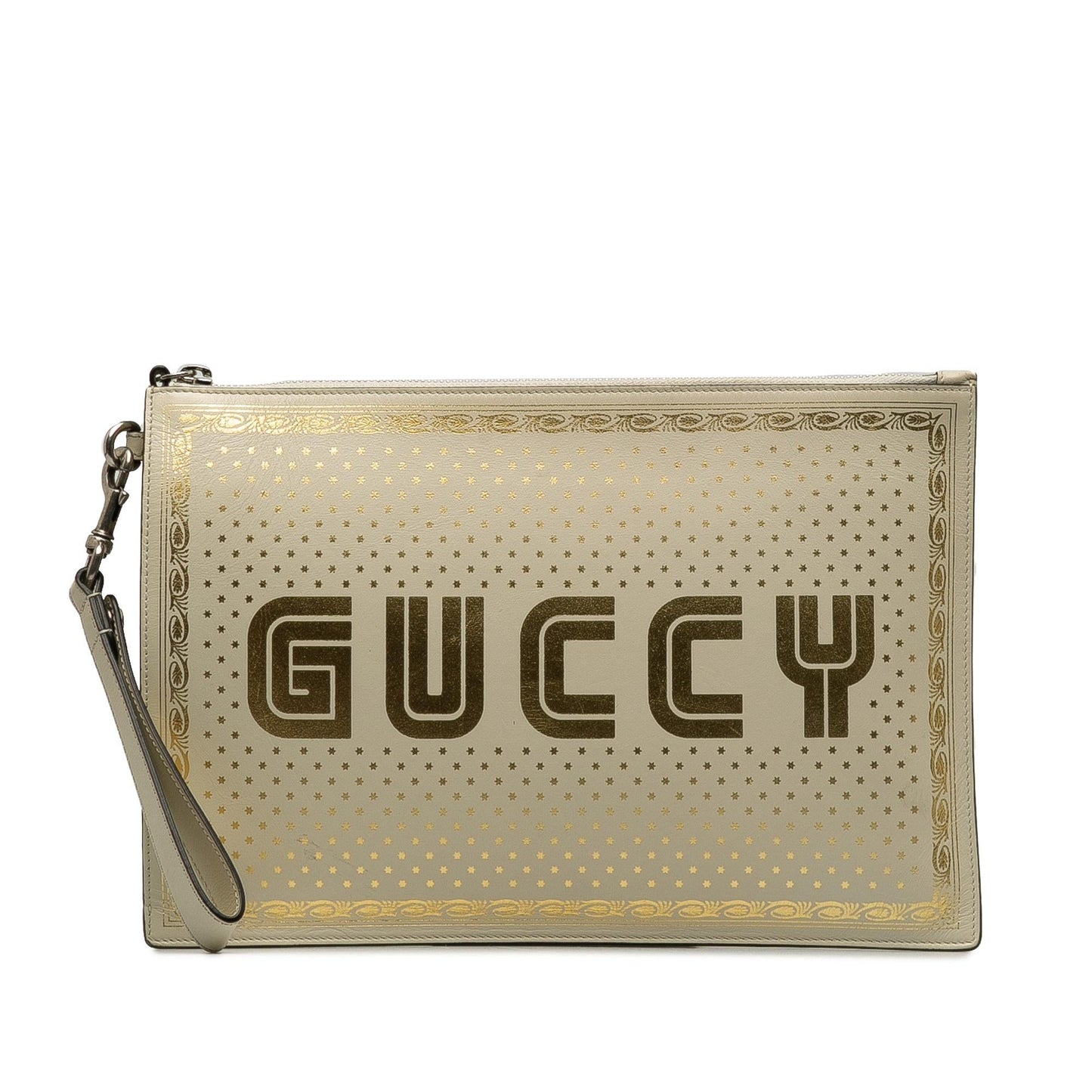 Gucci Guccy Sega SHG-Or9dBx Calf White Clutch Bag