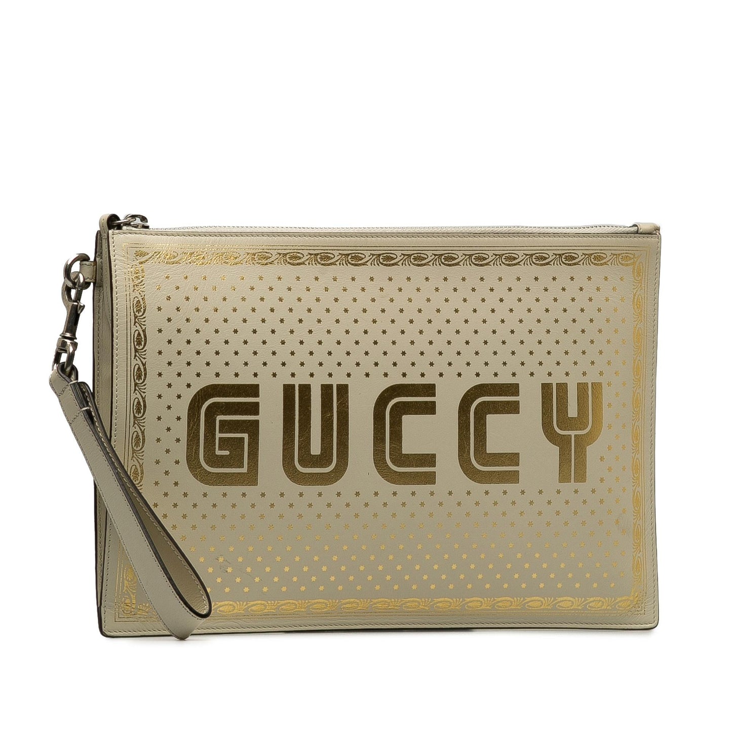 Gucci Guccy Sega SHG-Or9dBx Calf White Clutch Bag