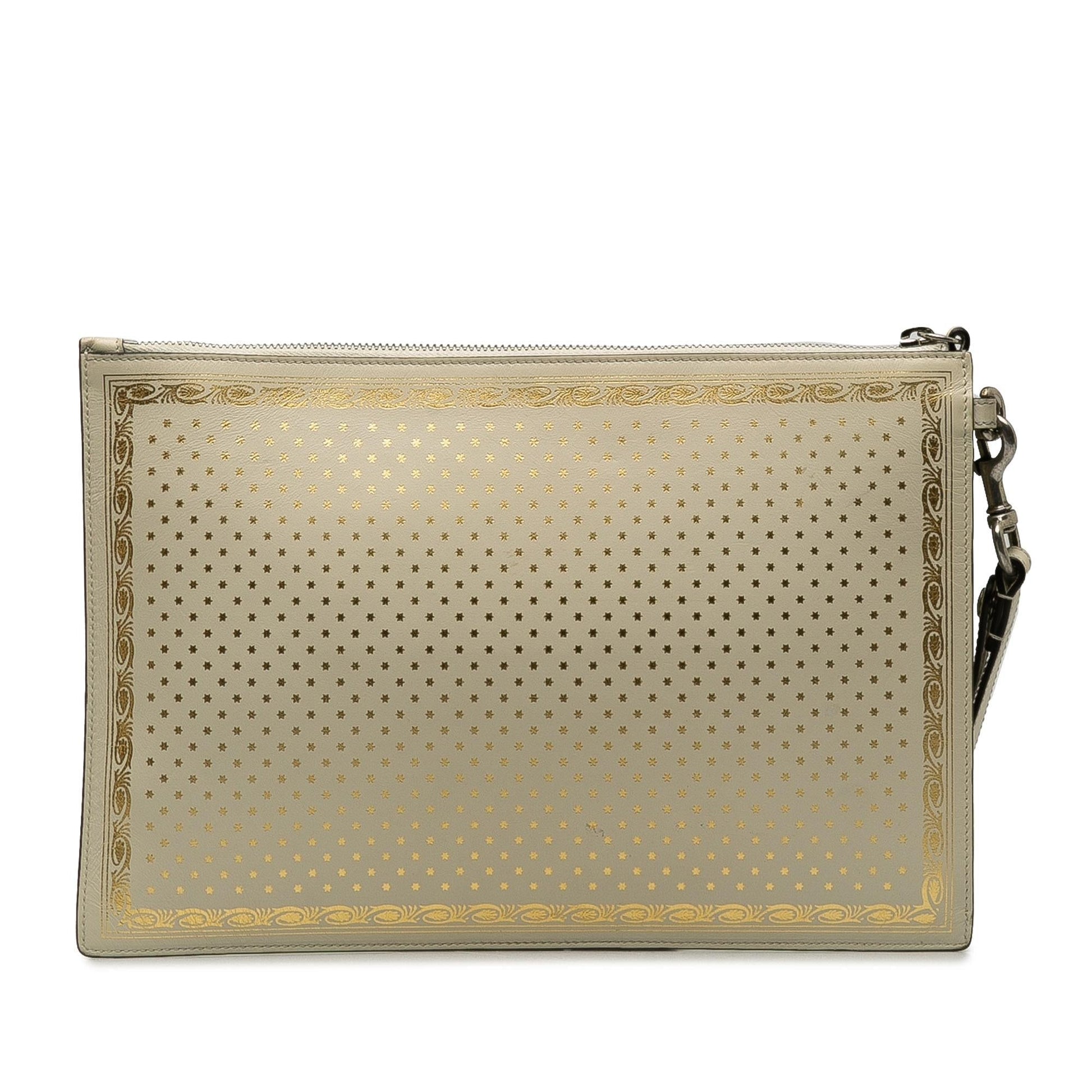 Gucci Guccy Sega SHG-I7jOQX Calf White Clutch Bag