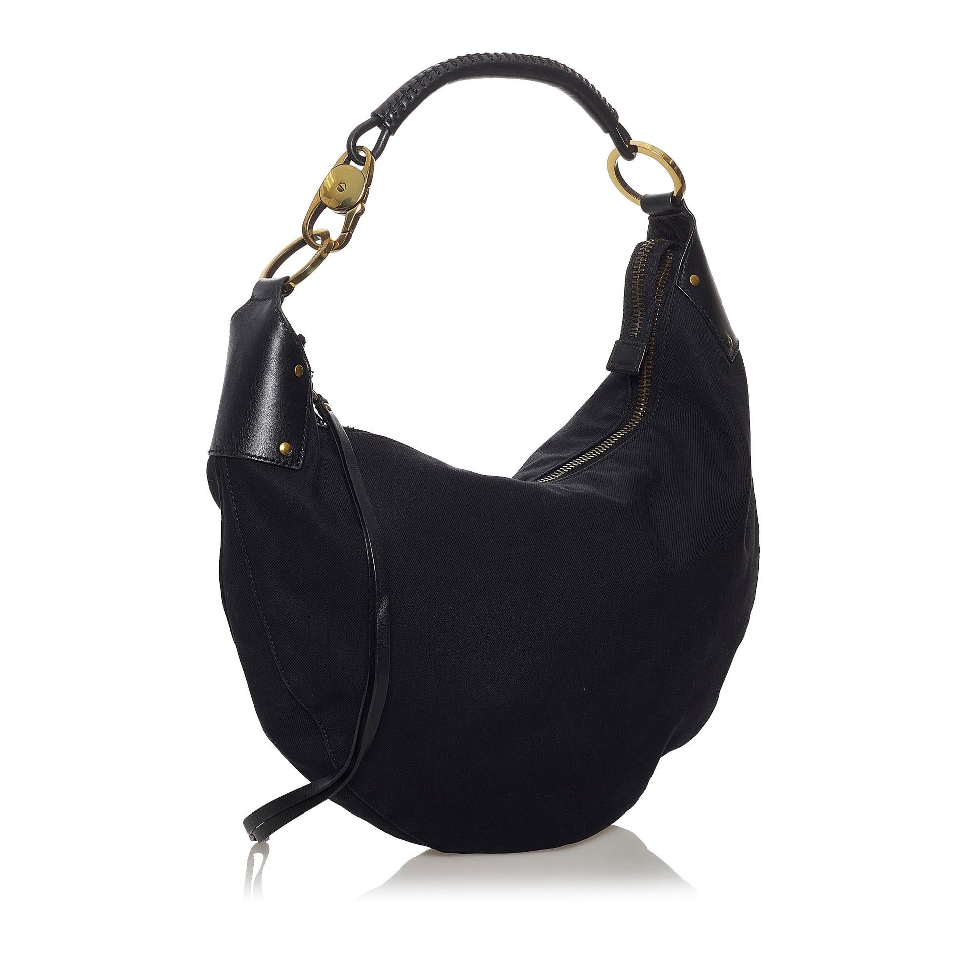 Gucci Half Moon SHG Canvas Black Shoulder Bag