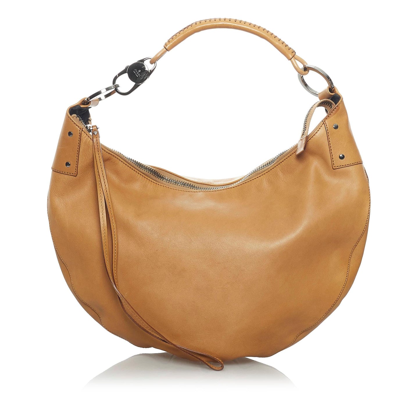 Gucci Half Moon SHG Leather Canvas Brown Shoulder Bag