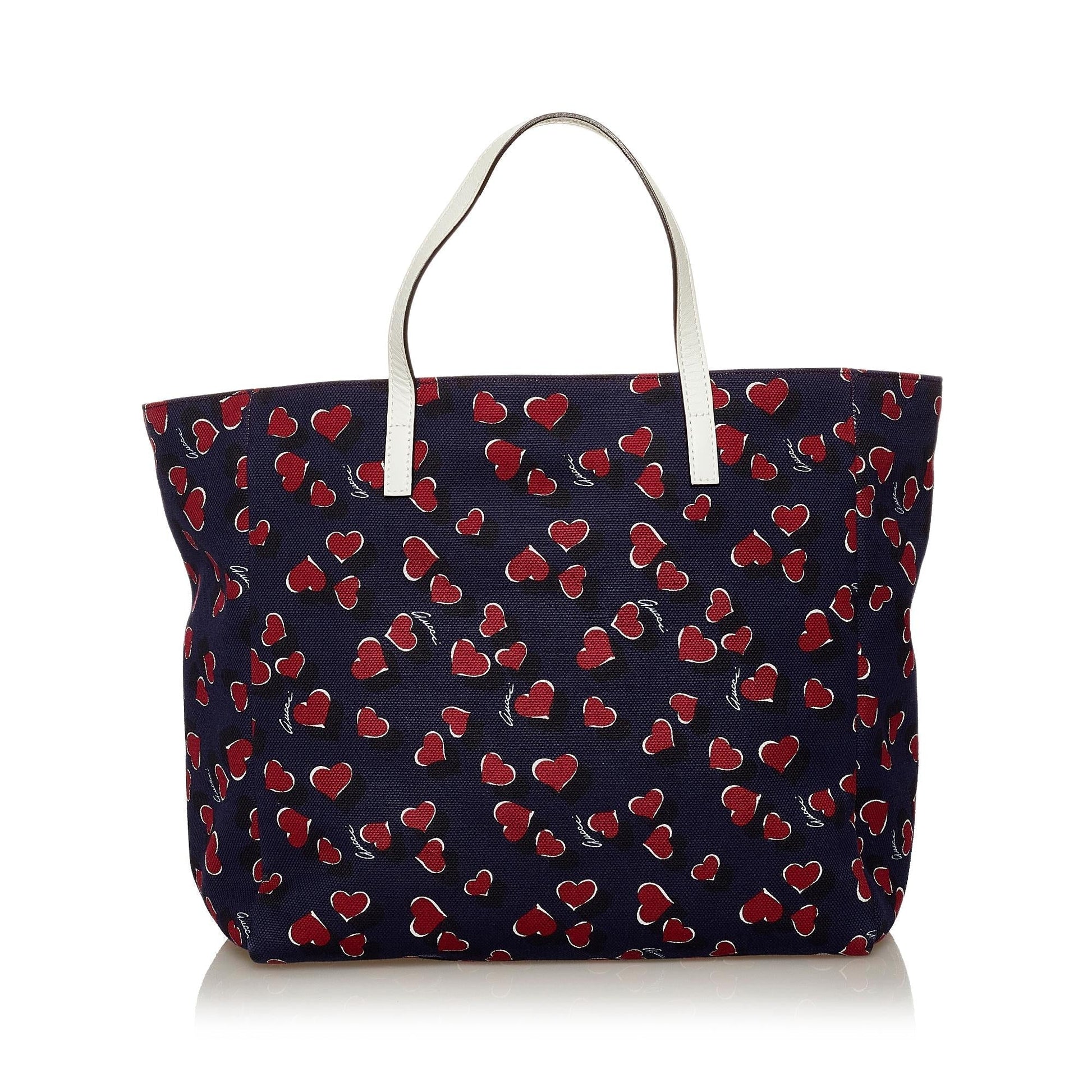 Gucci Heartbeat SHG Canvas Calf Blue Tote Bag