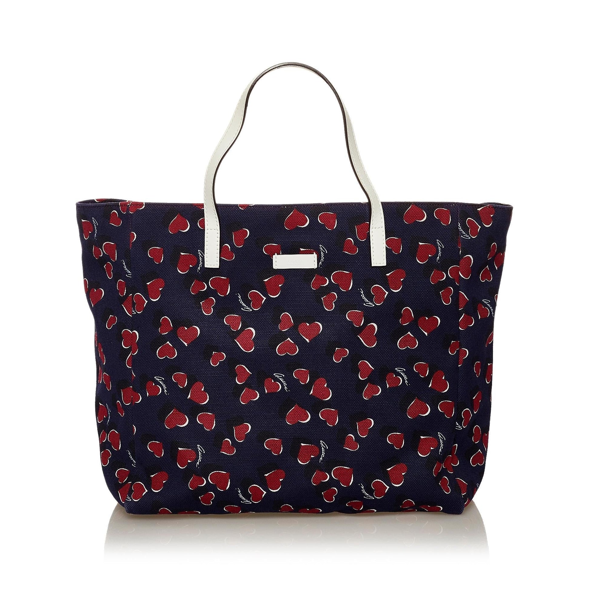 Gucci Heartbeat SHG Canvas Calf Blue Tote Bag