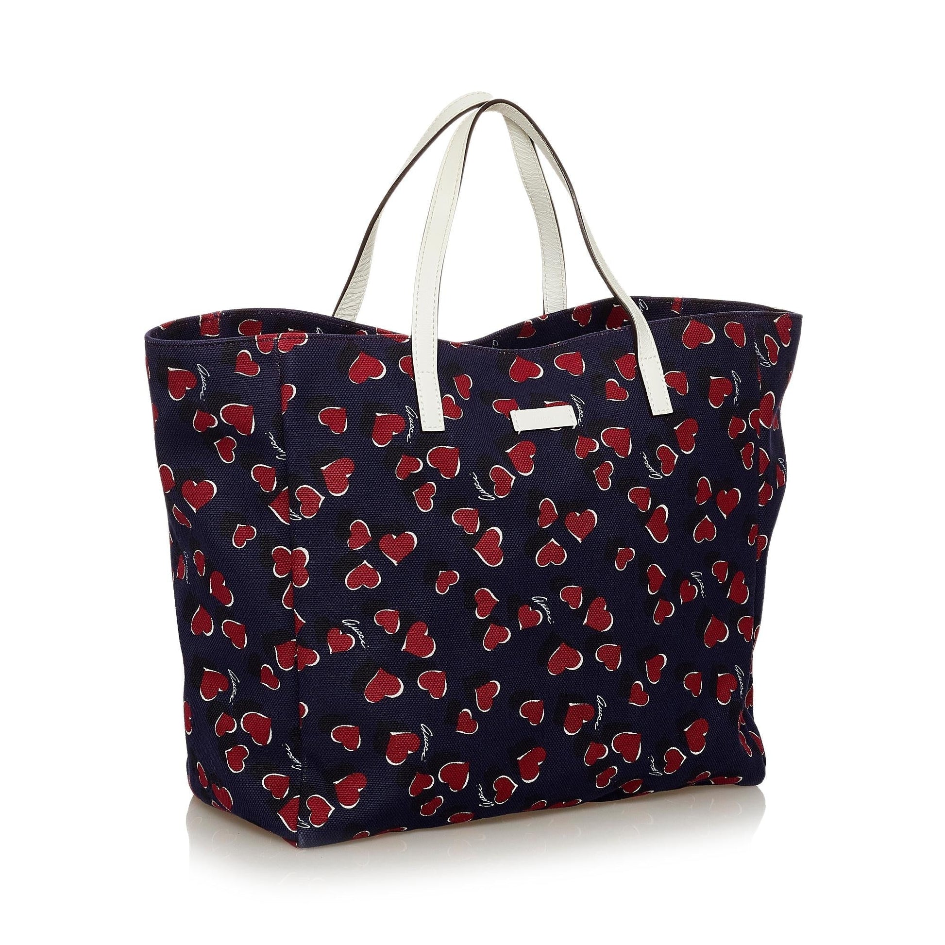 Gucci Heartbeat SHG Canvas Calf Blue Tote Bag