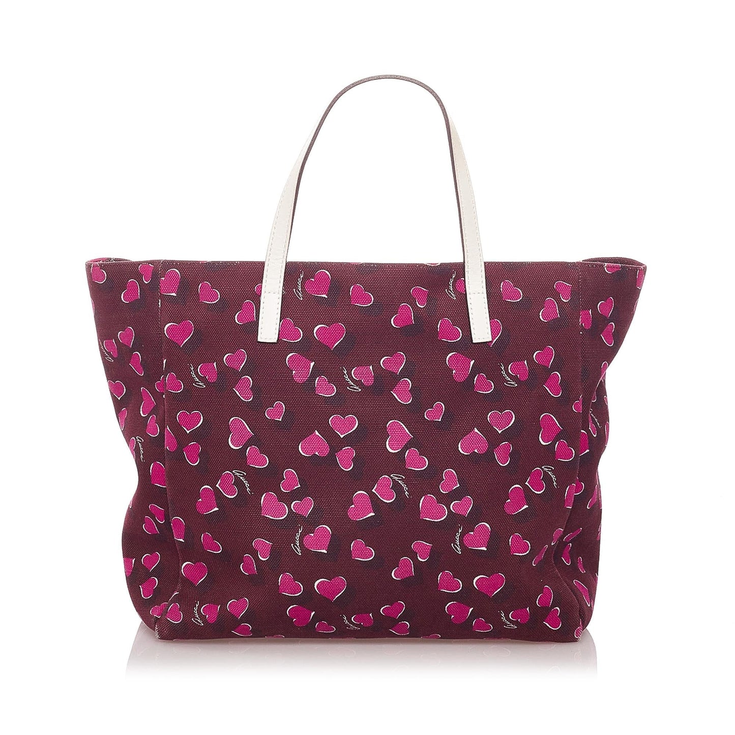 Gucci Heartbeat SHG Canvas White Red Tote Bag Bag Shg